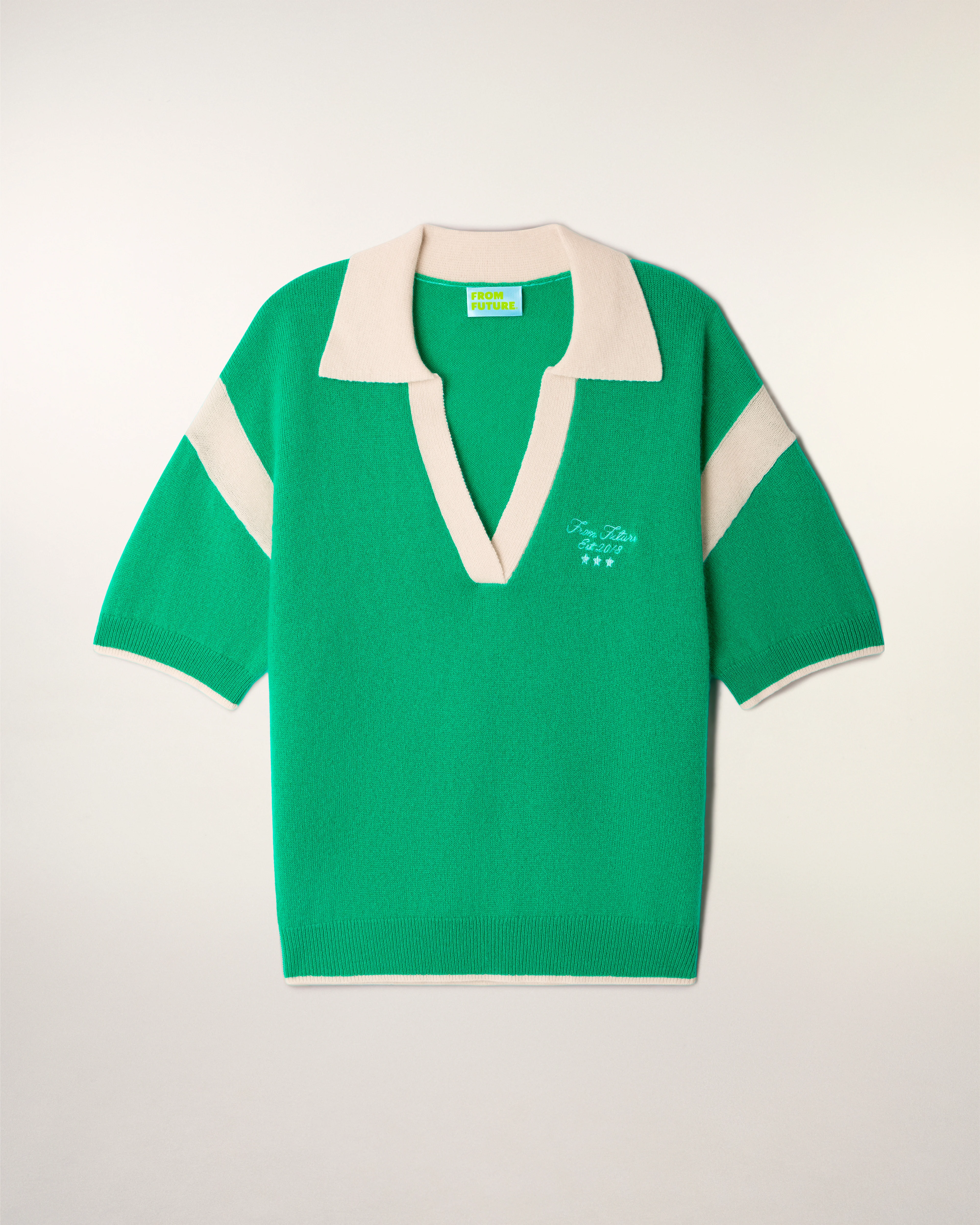 Embroidered Short Sleeve Polo Sweater (S26/ FEMME/ Garden Party Green) - Image 6