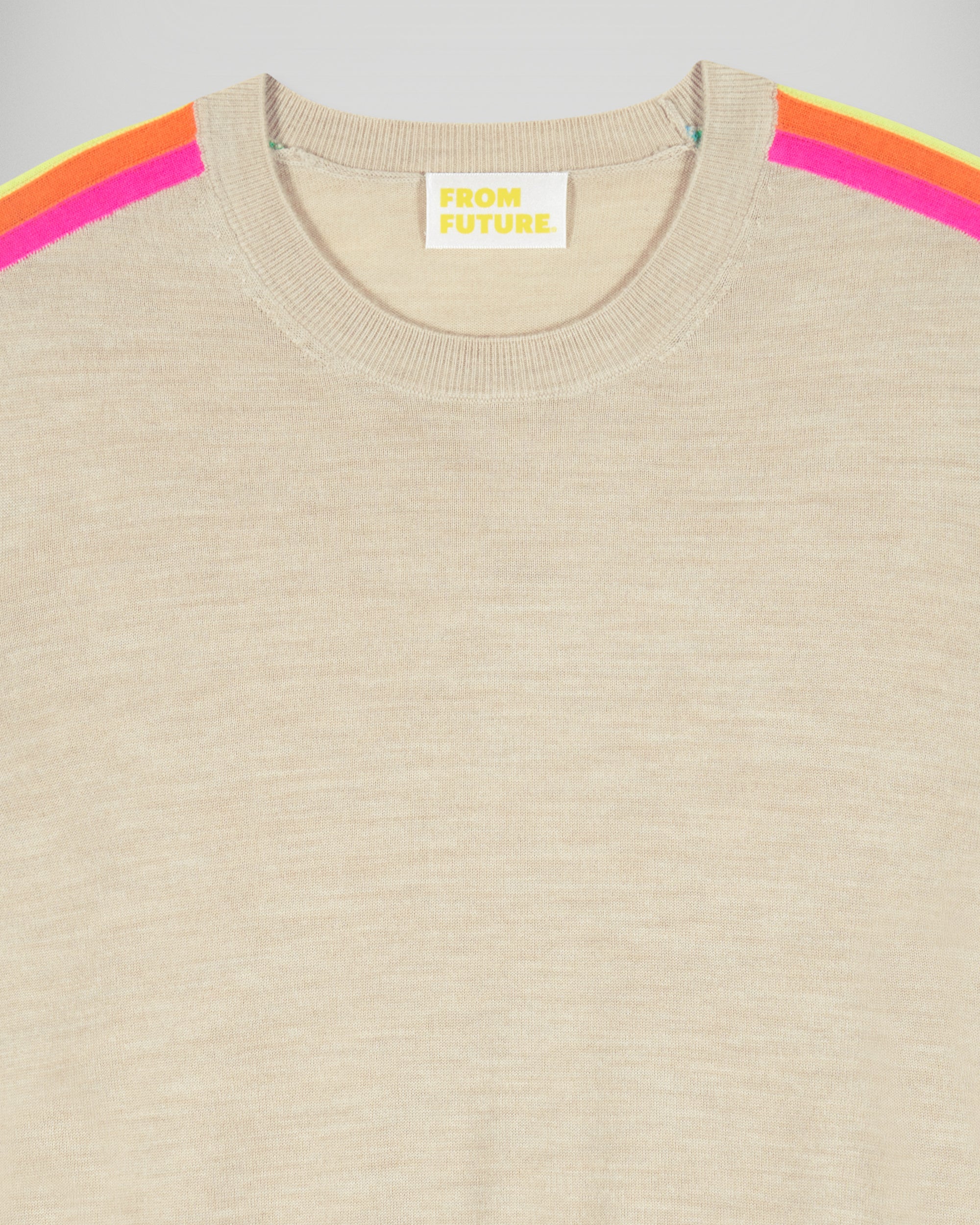 Crewneck Sweater Multicolor Sleeve Bands  (H25 / FEMME / Heather Beige / RWS) - Image 6