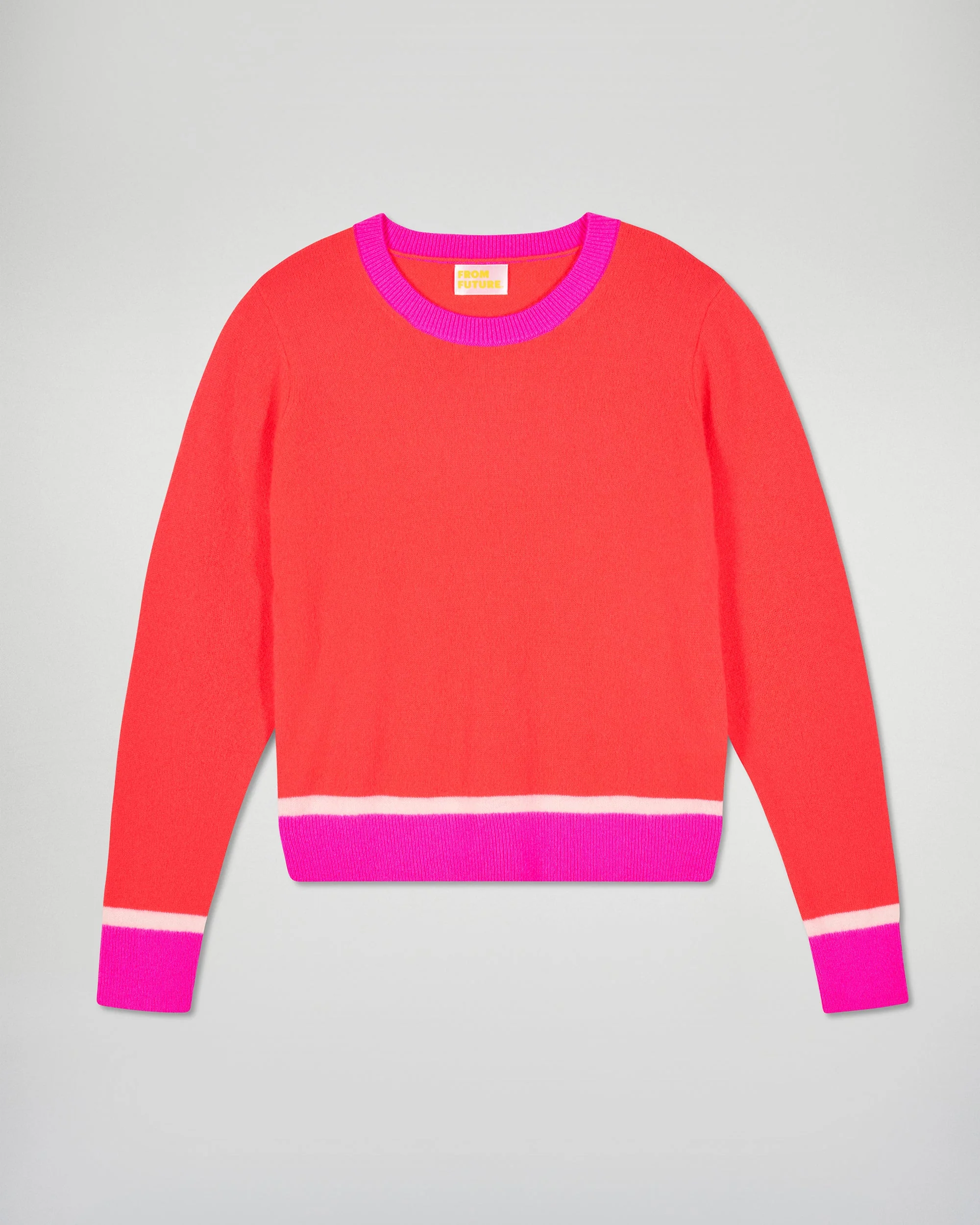 Two-Tone Contrast Crewneck Sweater (H25 / FEMME / Cosmic Coral) - Image 5