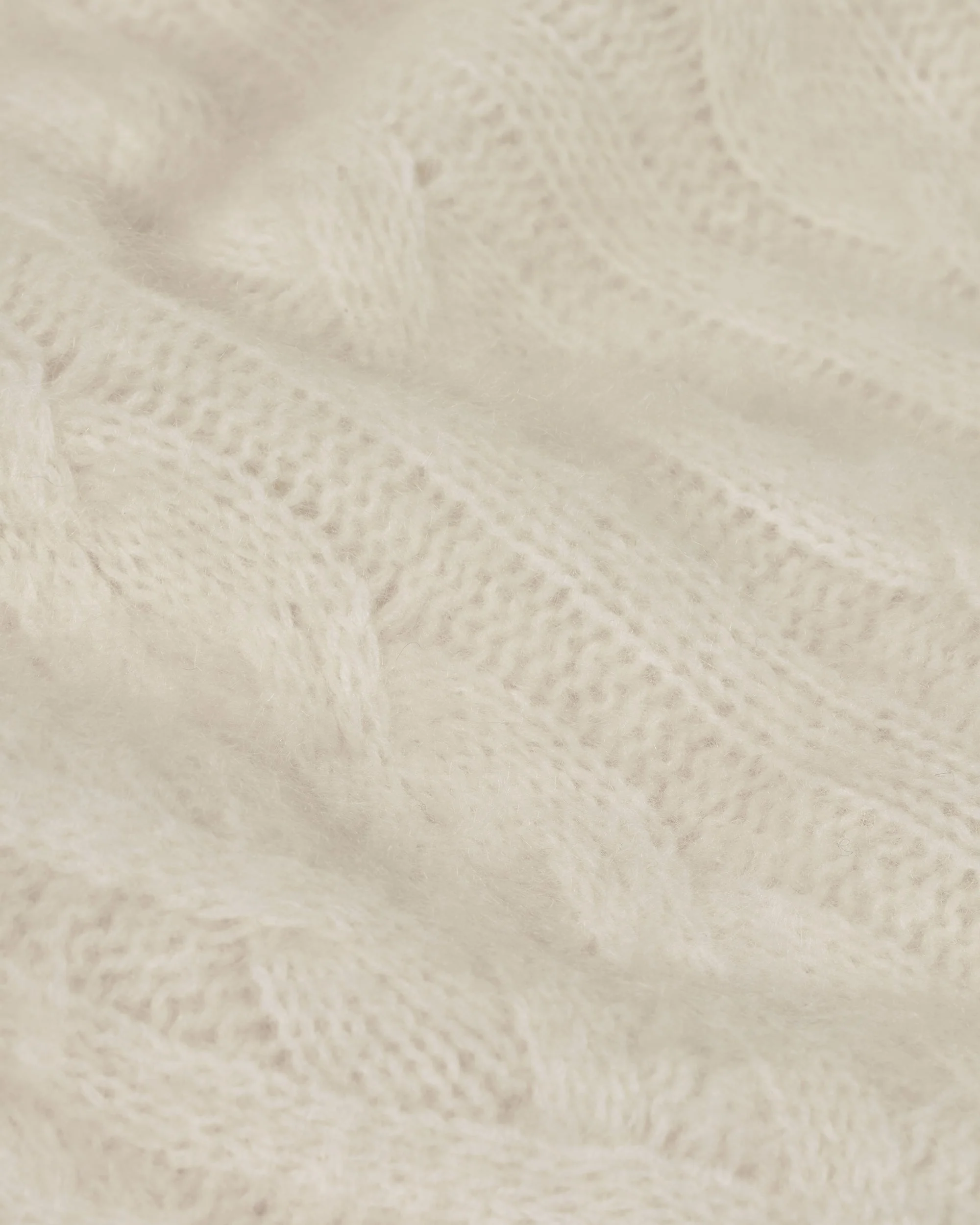 Brushed Cashmere Cable Knit Crew Neck Sweater (H25 / FEMME / Ecru) - Image 7