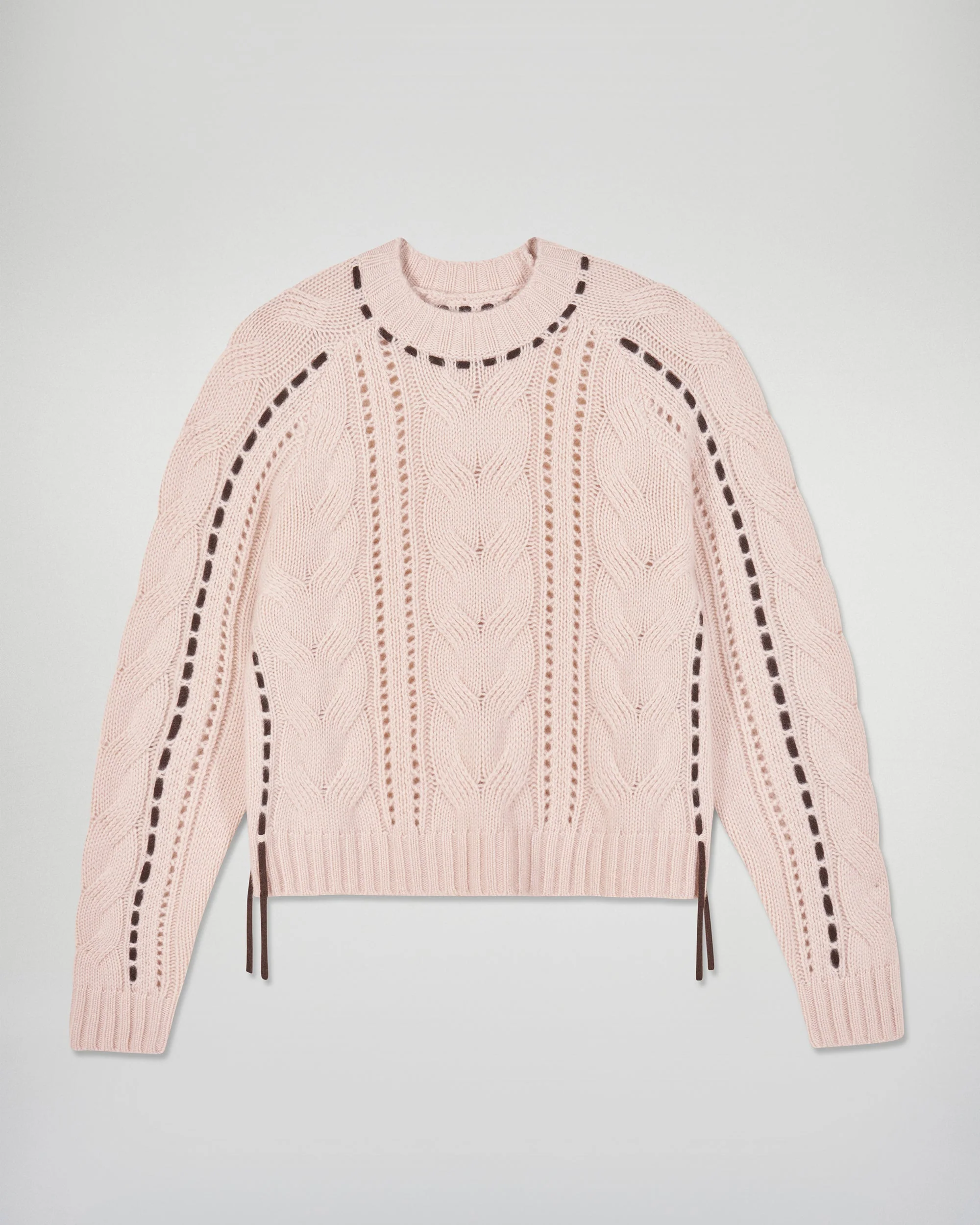 Crew Neck Cable Knit Sweater(H25 / FEMME / Sand) - Image 6