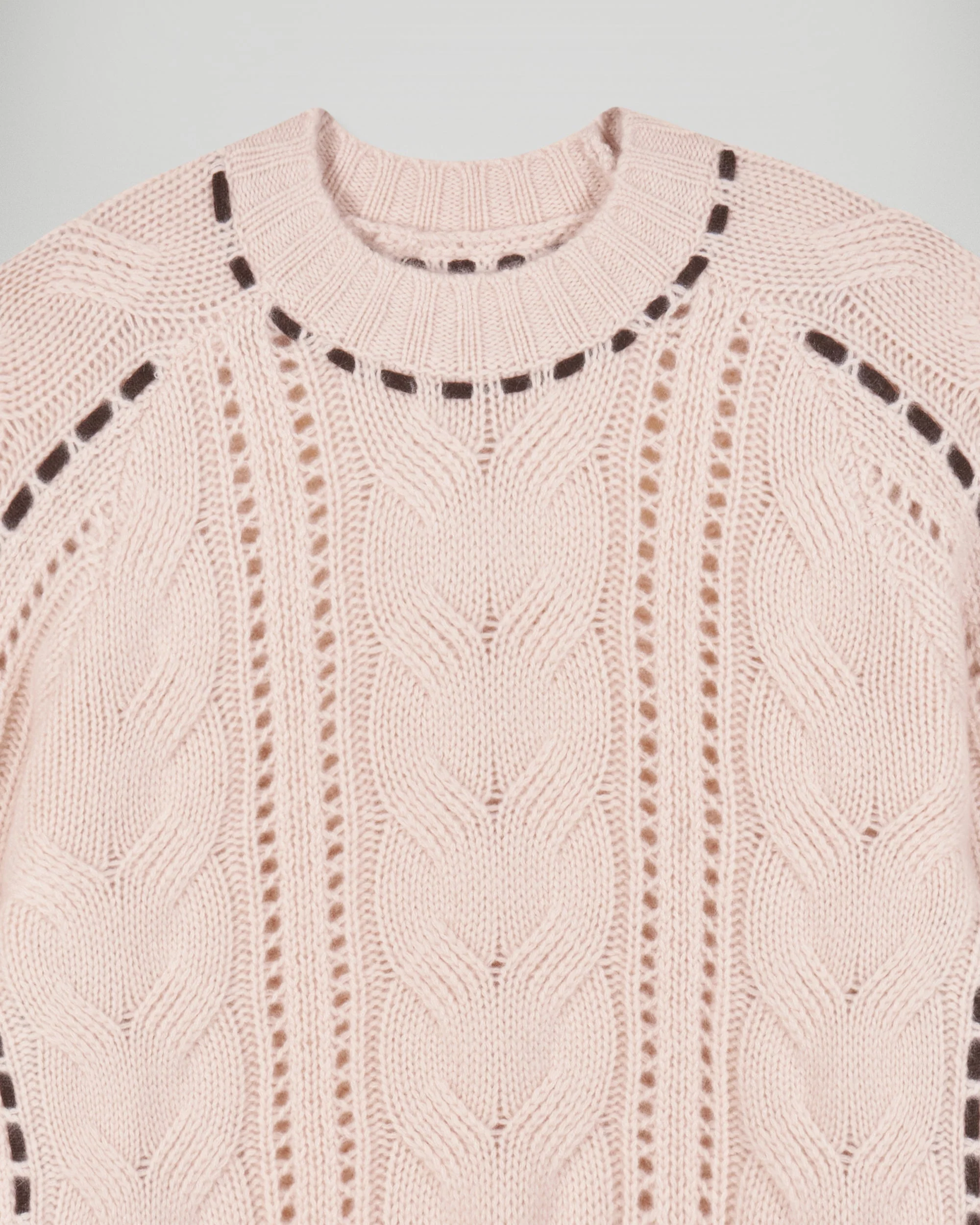 Crew Neck Cable Knit Sweater(H25 / FEMME / Sand) - Image 7