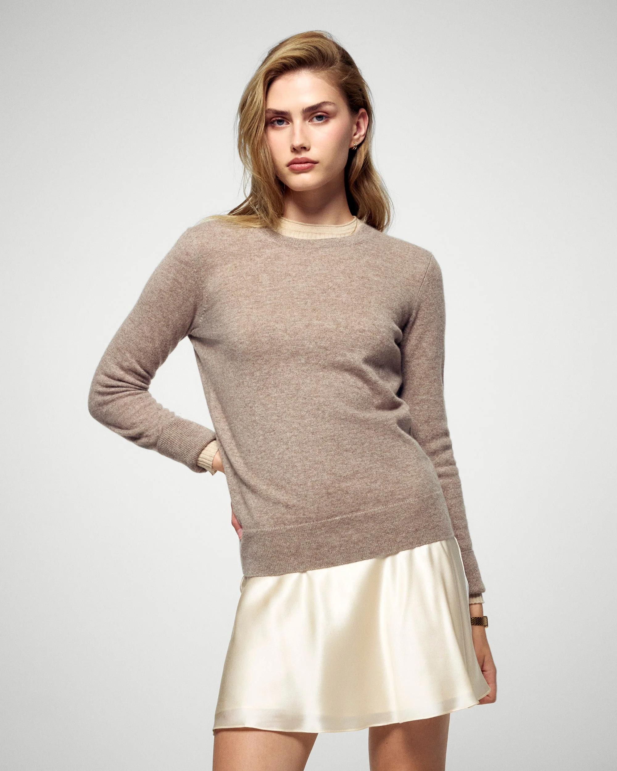 Crewneck Sweaters (H25 / FEMME / Taupe)