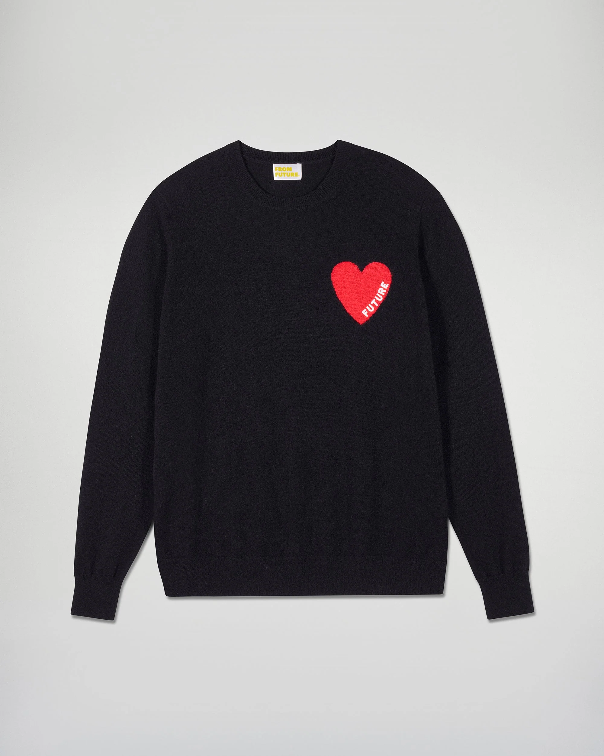 Crewneck Sweater with Heart Detail (H25 / HOMME / Black) - Image 5