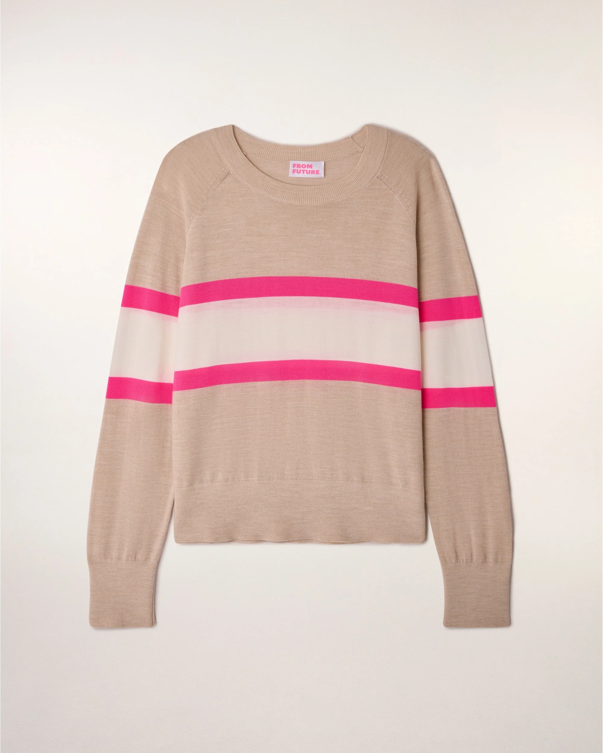 Striped Tricolor Crewneck Sweater (S26 / FEMME / Beige Chiné / RWS) - Image 5