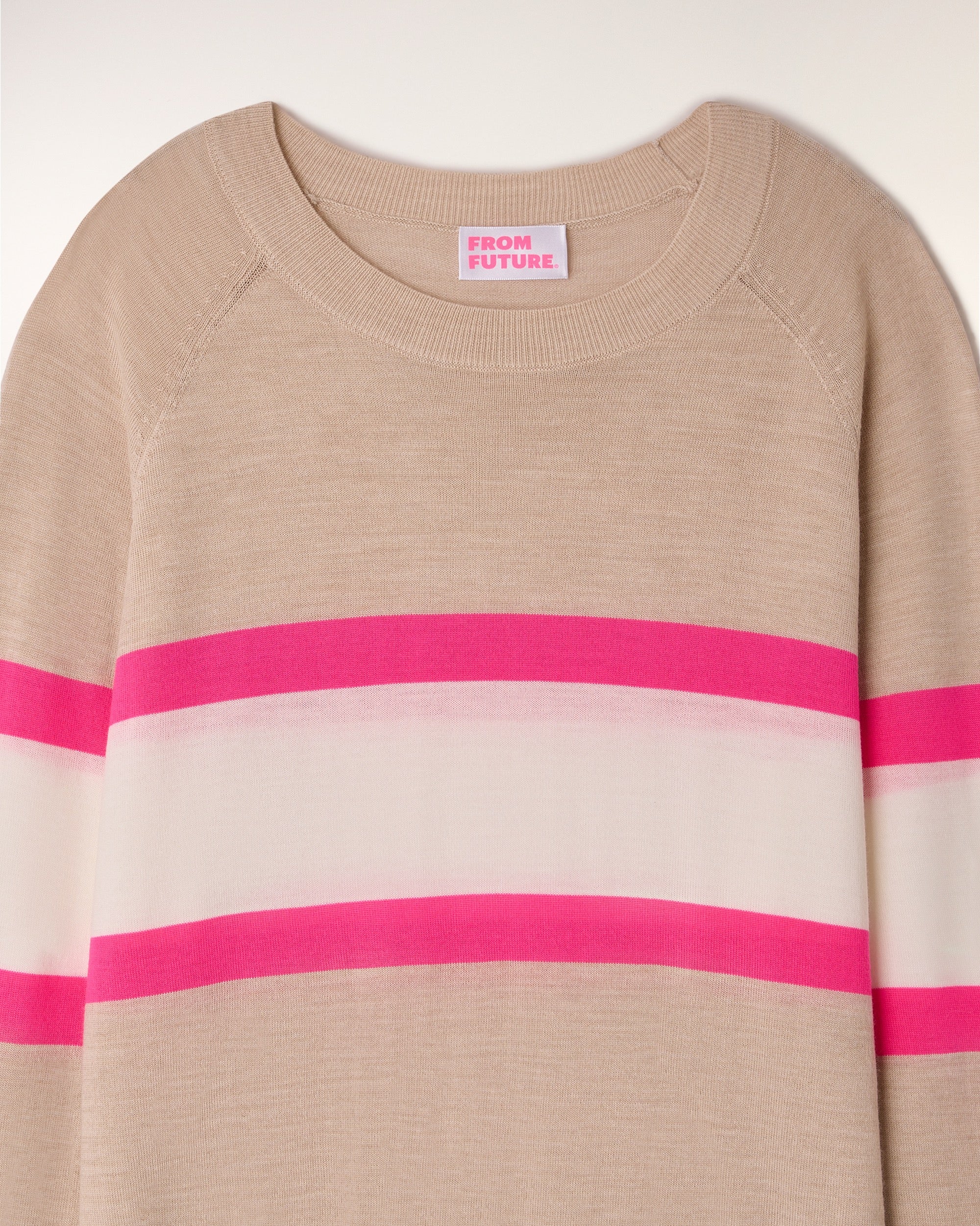 Striped Tricolor Crewneck Sweater (S26 / FEMME / Beige Chiné / RWS) - Image 6