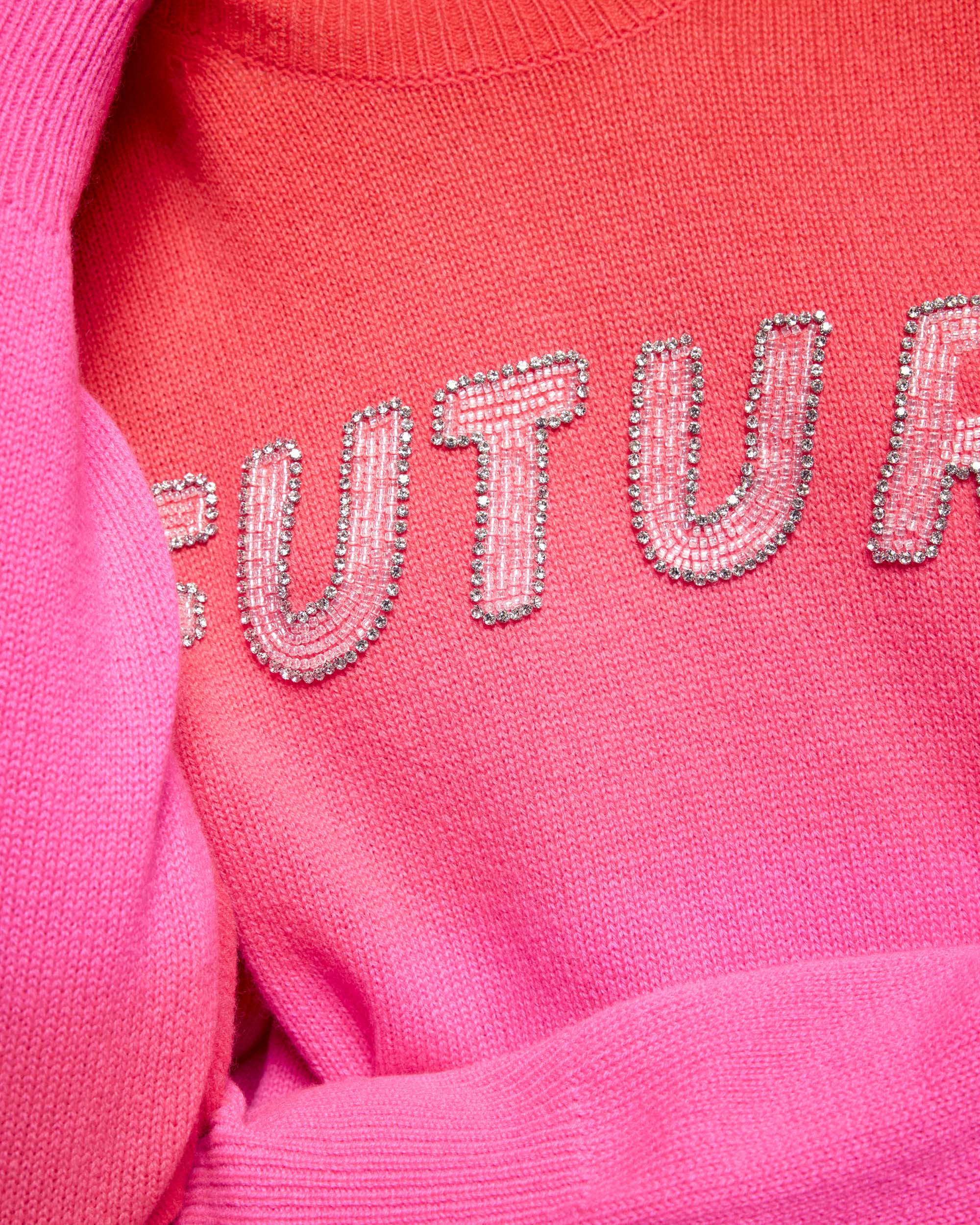 "FUTURE" Pearl Embroidered Crewneck Sweater (S26/ FEMME/ Fire Orange) - Image 4