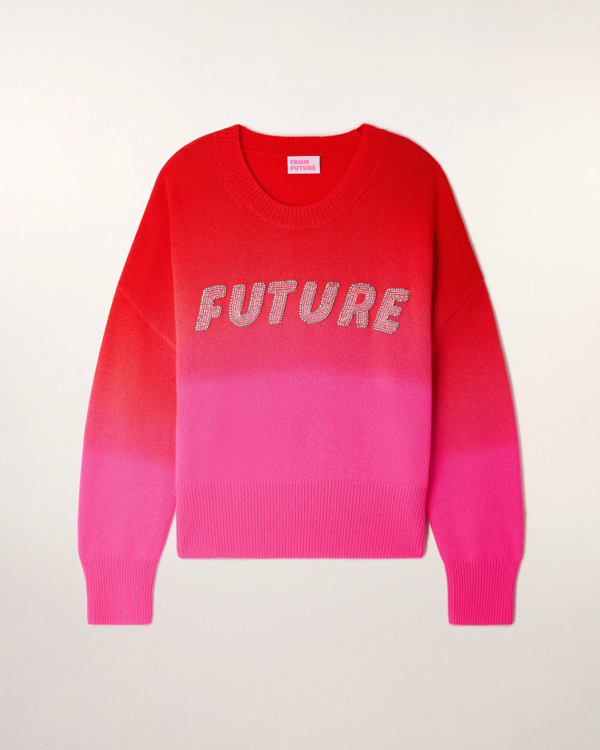 "FUTURE" Pearl Embroidered Crewneck Sweater (S26/ FEMME/ Fire Orange) - Image 6