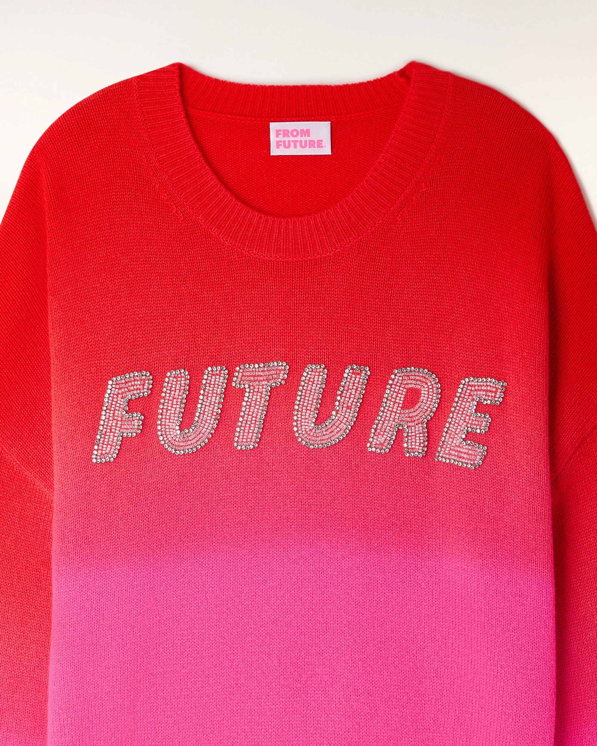 "FUTURE" Pearl Embroidered Crewneck Sweater (S26/ FEMME/ Fire Orange) - Image 7