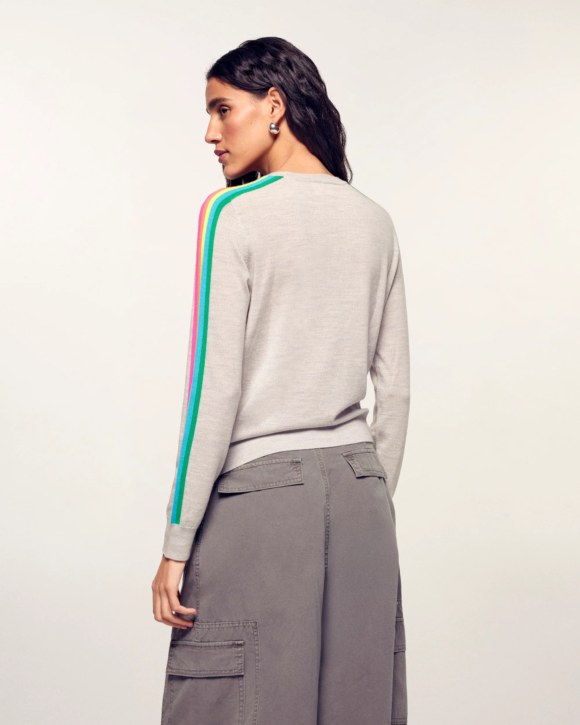 Striped Crewneck Sweater Multicolor (S26 / FEMME / Gris Chiné Clair / RWS) - Image 4