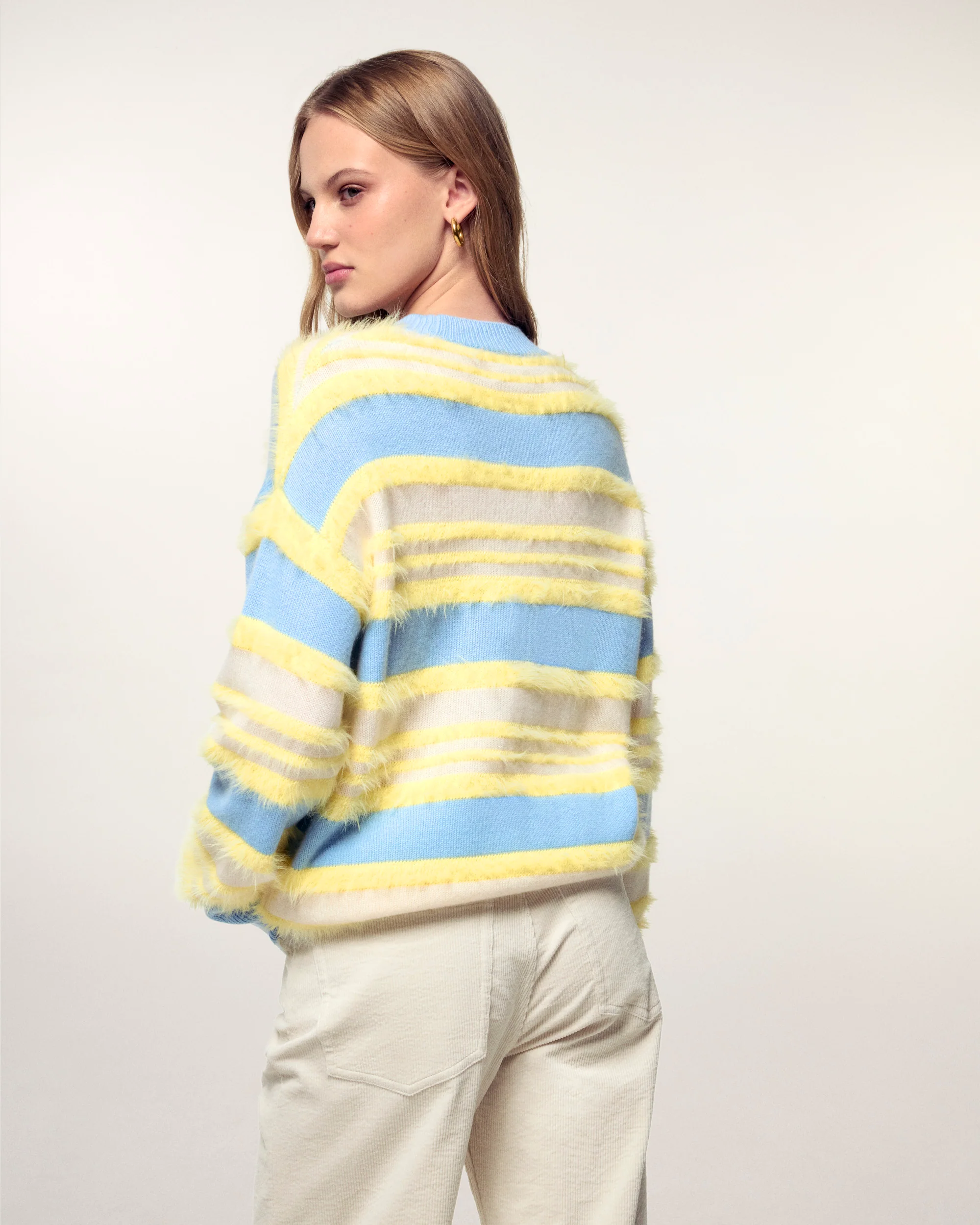 Brushed Striped Oversize Cashmere Sweater (S26 / FEMME / Multico) - Image 3