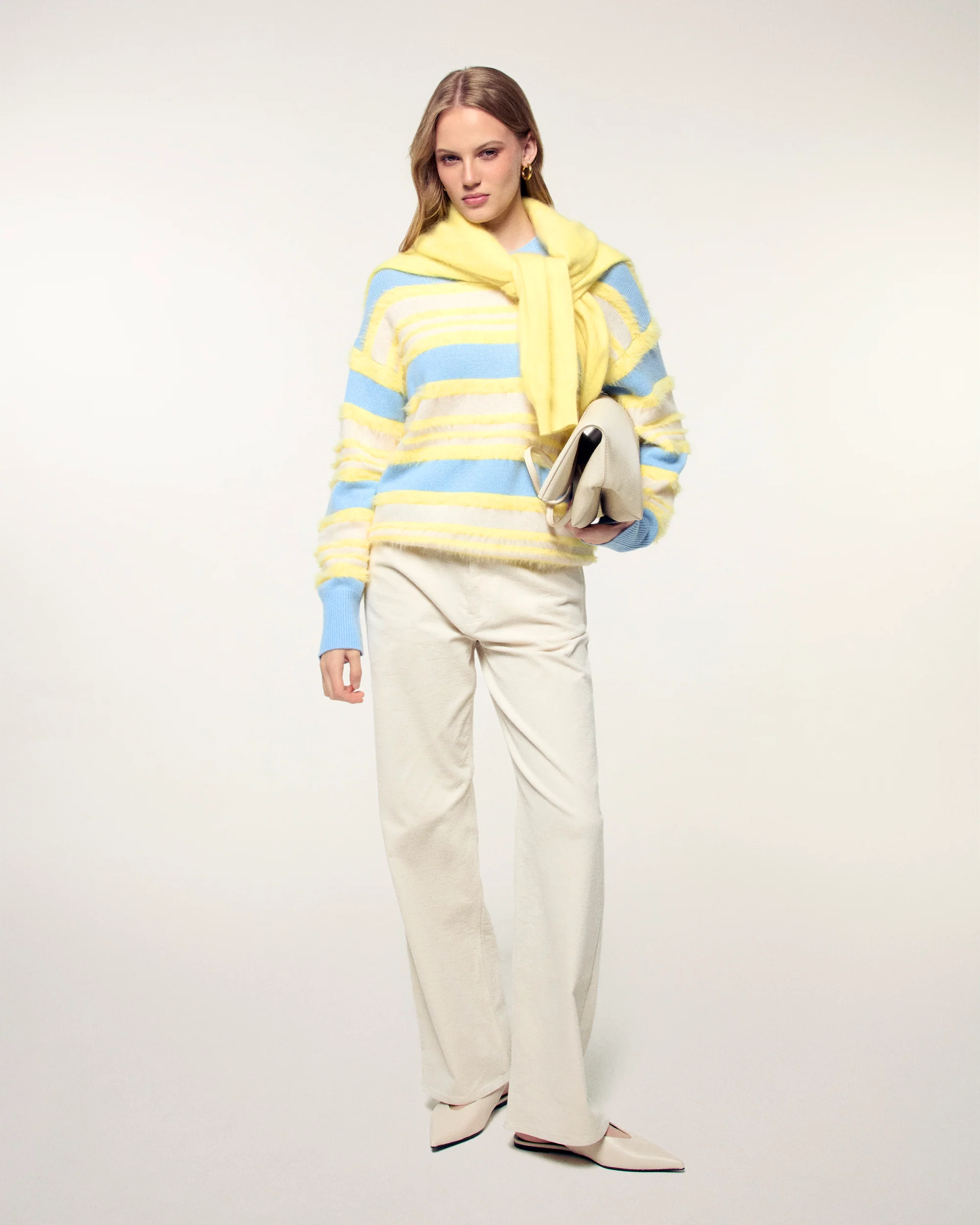 Brushed Striped Oversize Cashmere Sweater (S26 / FEMME / Multico) - Image 4
