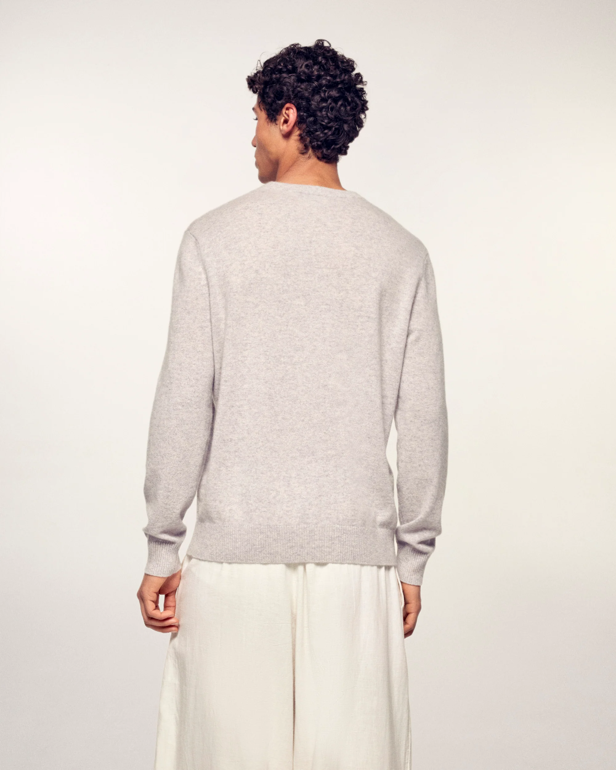 Crew Neck Sweater 3D effect print (S26 / HOMME / Gris Chiné Clair) - Image 3