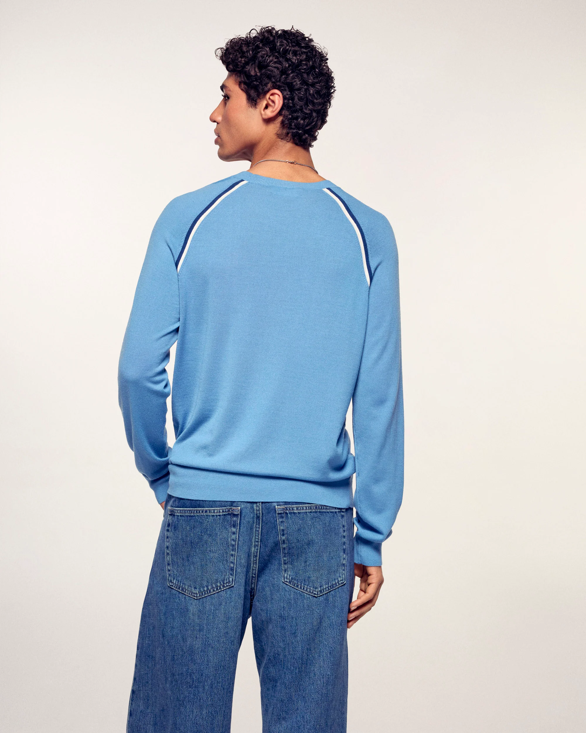Striped Crew Neck Sweater (S26/ HOMME/ Intense Blue / RWS) - Image 5
