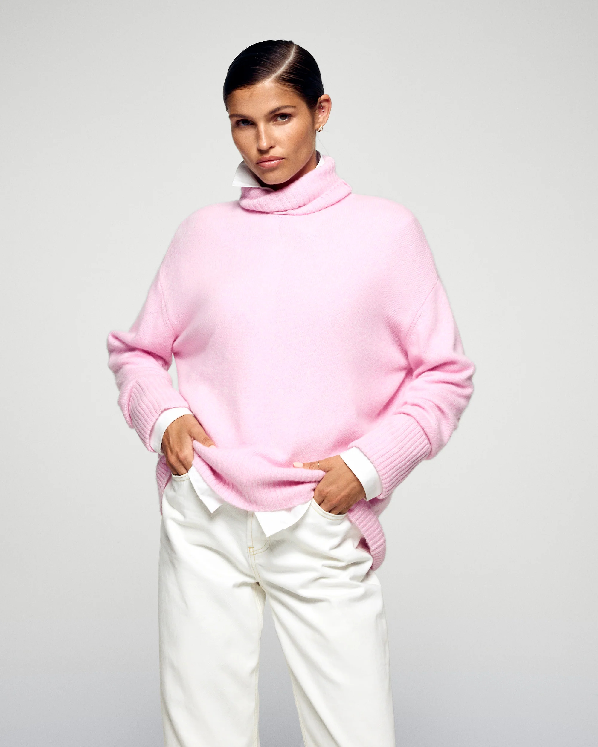 Turtleneck Sweater (H25 / WOMEN / Cotton Pink)