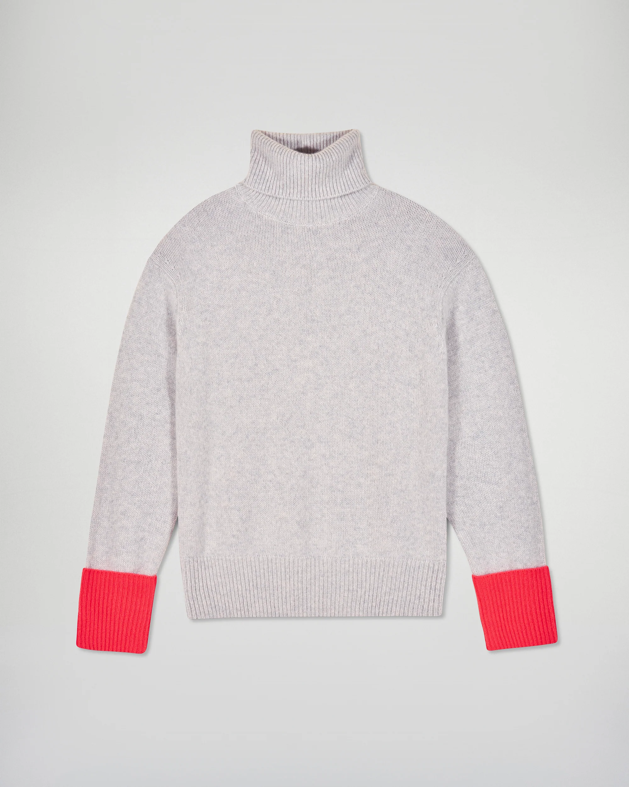 Turtleneck Sweater with Contrast Cuffs (H25 / FEMME / Light Heather Gray) - Image 5