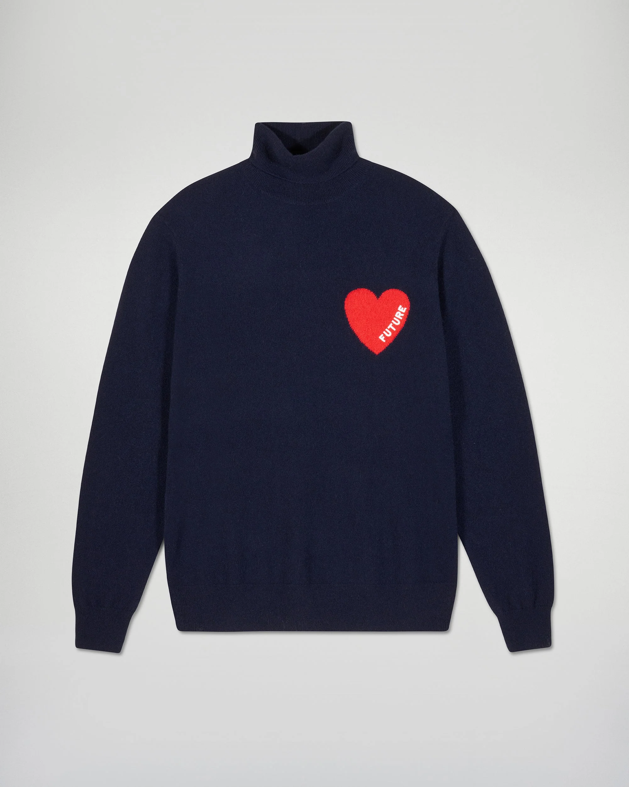 Turtleneck Sweater with Heart Detail (H25 / HOMME / Navy) - Image 5