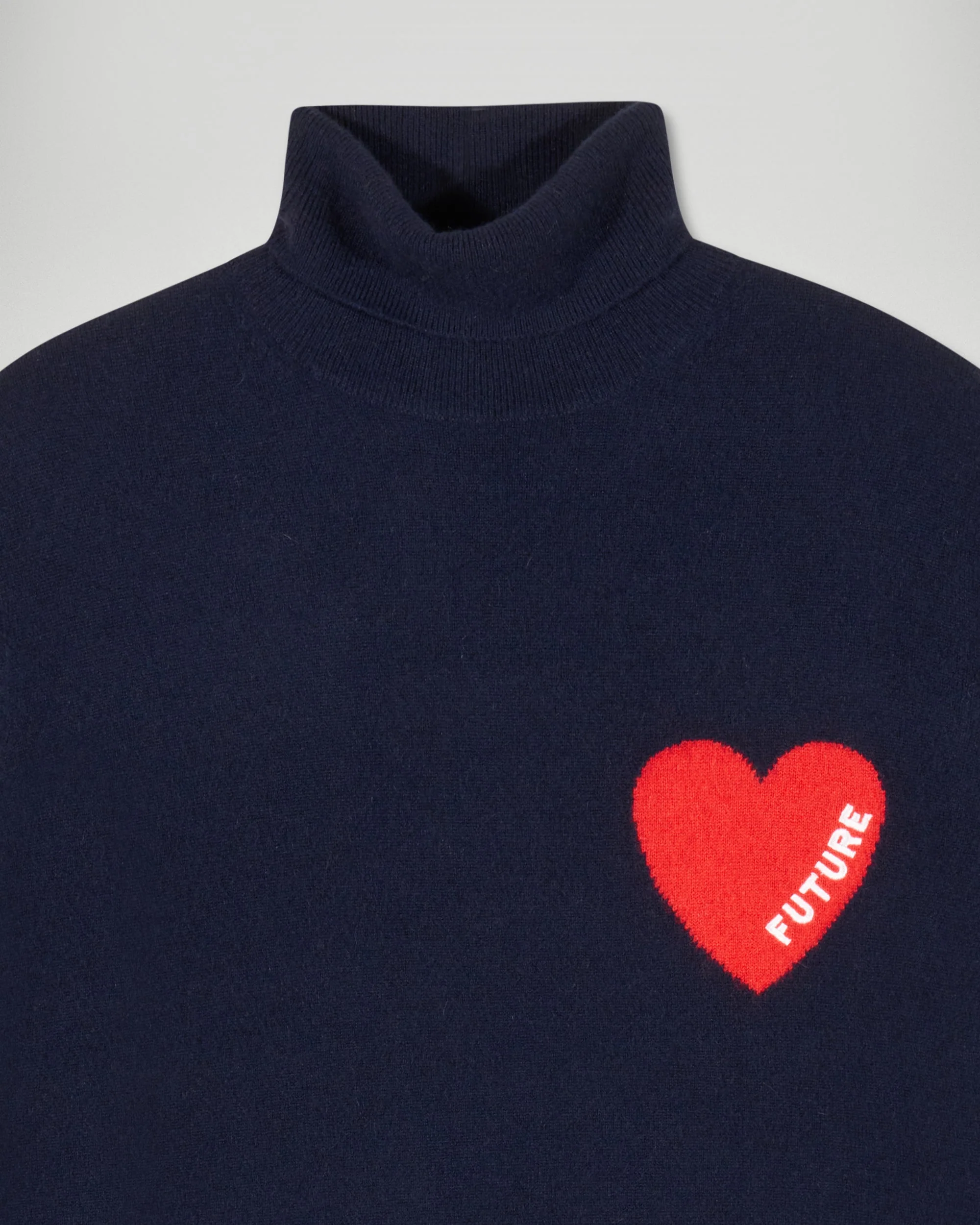 Turtleneck Sweater with Heart Detail (H25 / HOMME / Navy) - Image 6