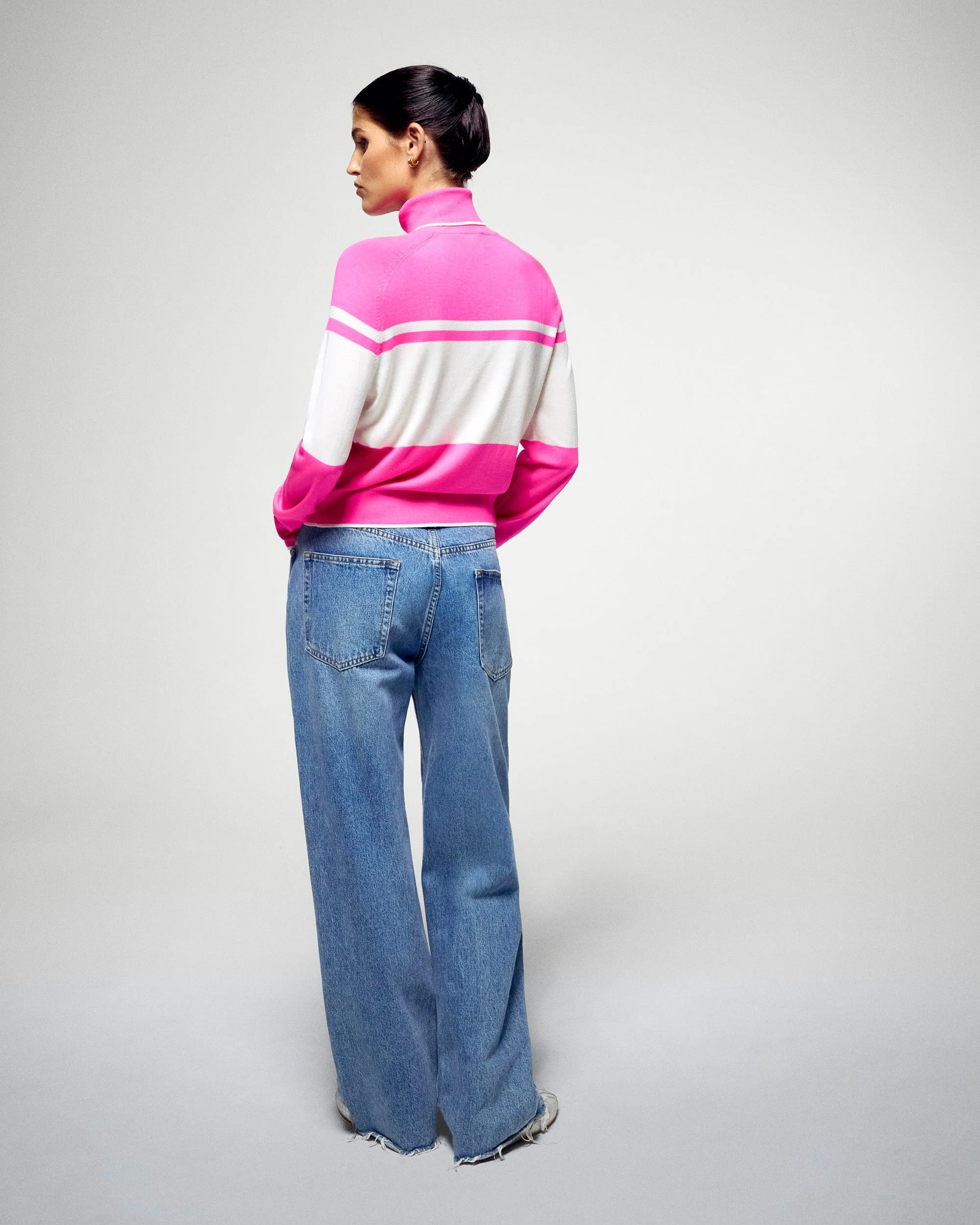 Turtleneck sweater with contrasted trims (H25 / FEMME / Cosmic Pink / RWS) - Image 3