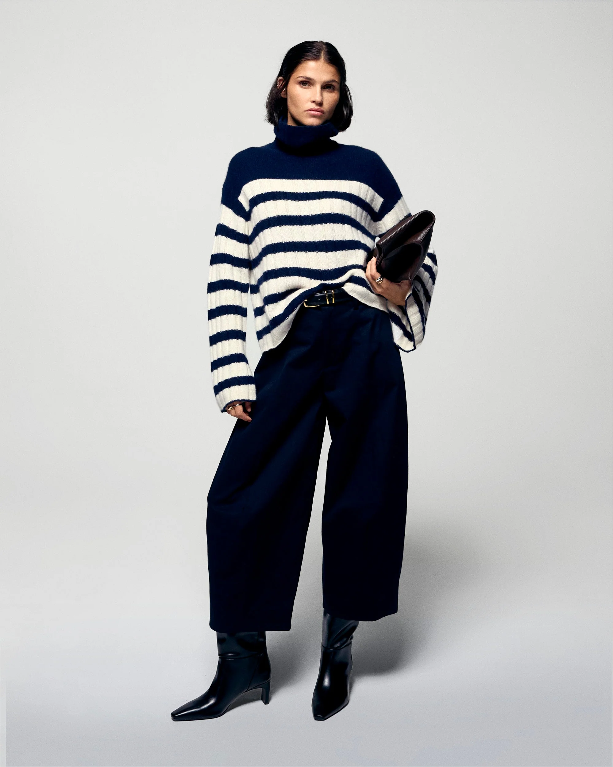 Striped Turtleneck Sweater (H25 / FEMME / Navy) - Image 3