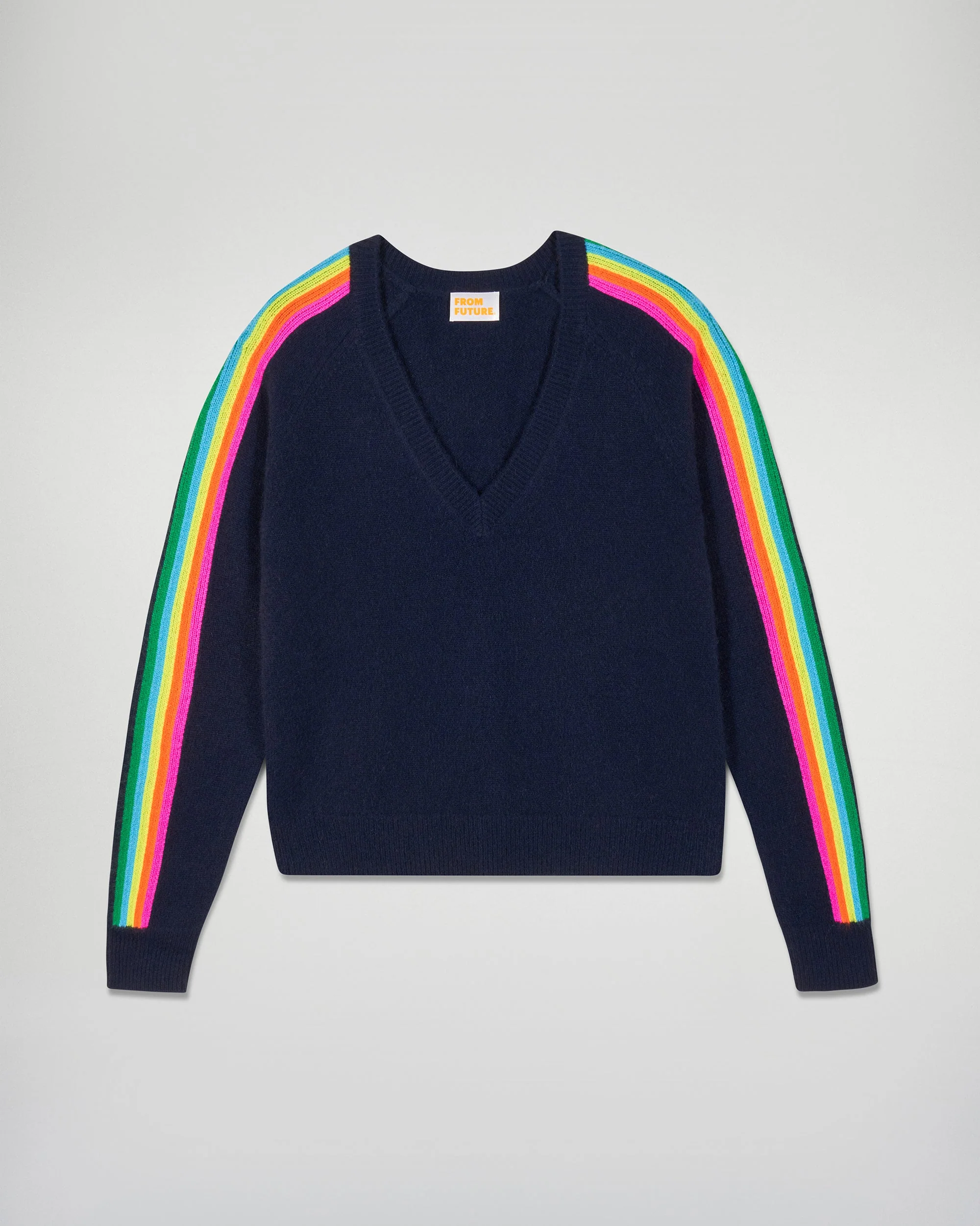 Multicolored V-Neck Sweater (H25 / FEMME / Navy) - Image 5