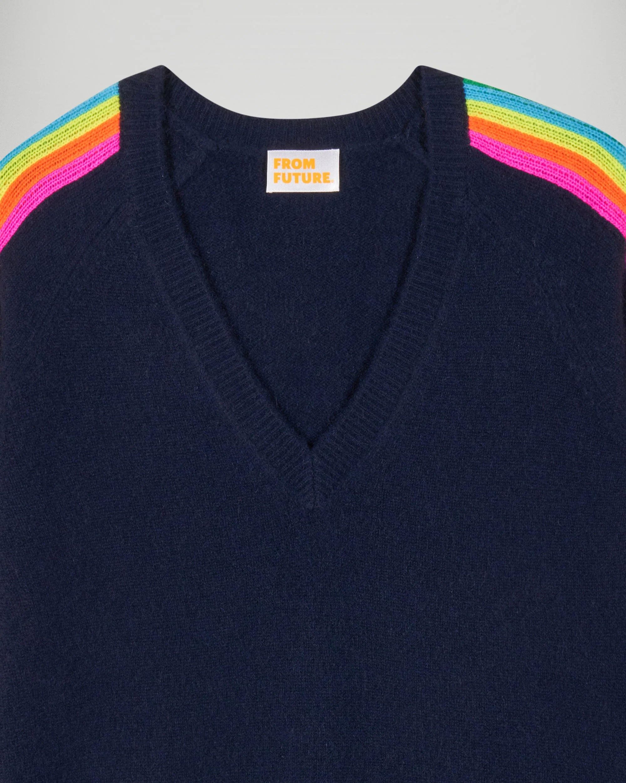 Multicolored V-Neck Sweater (H25 / FEMME / Navy) - Image 6