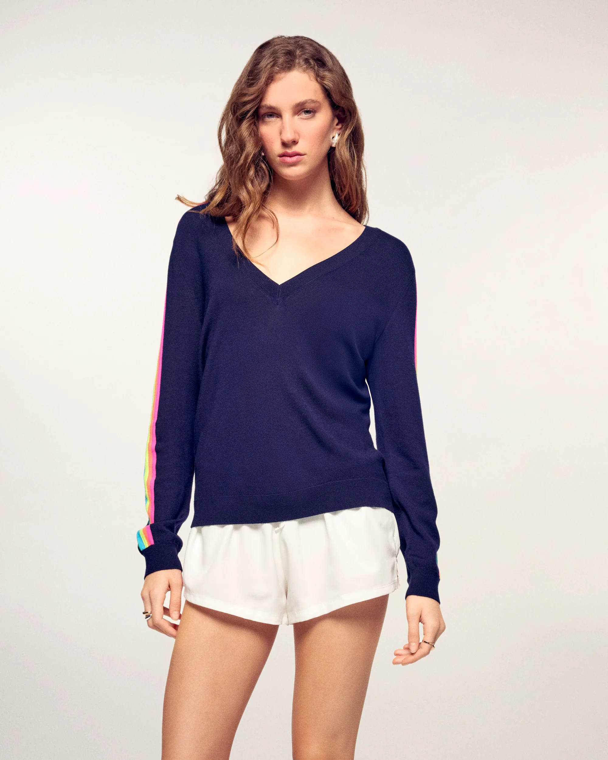 V-Neck Striped Sweater (S26 / FEMME / Navy / RWS) - Image 5