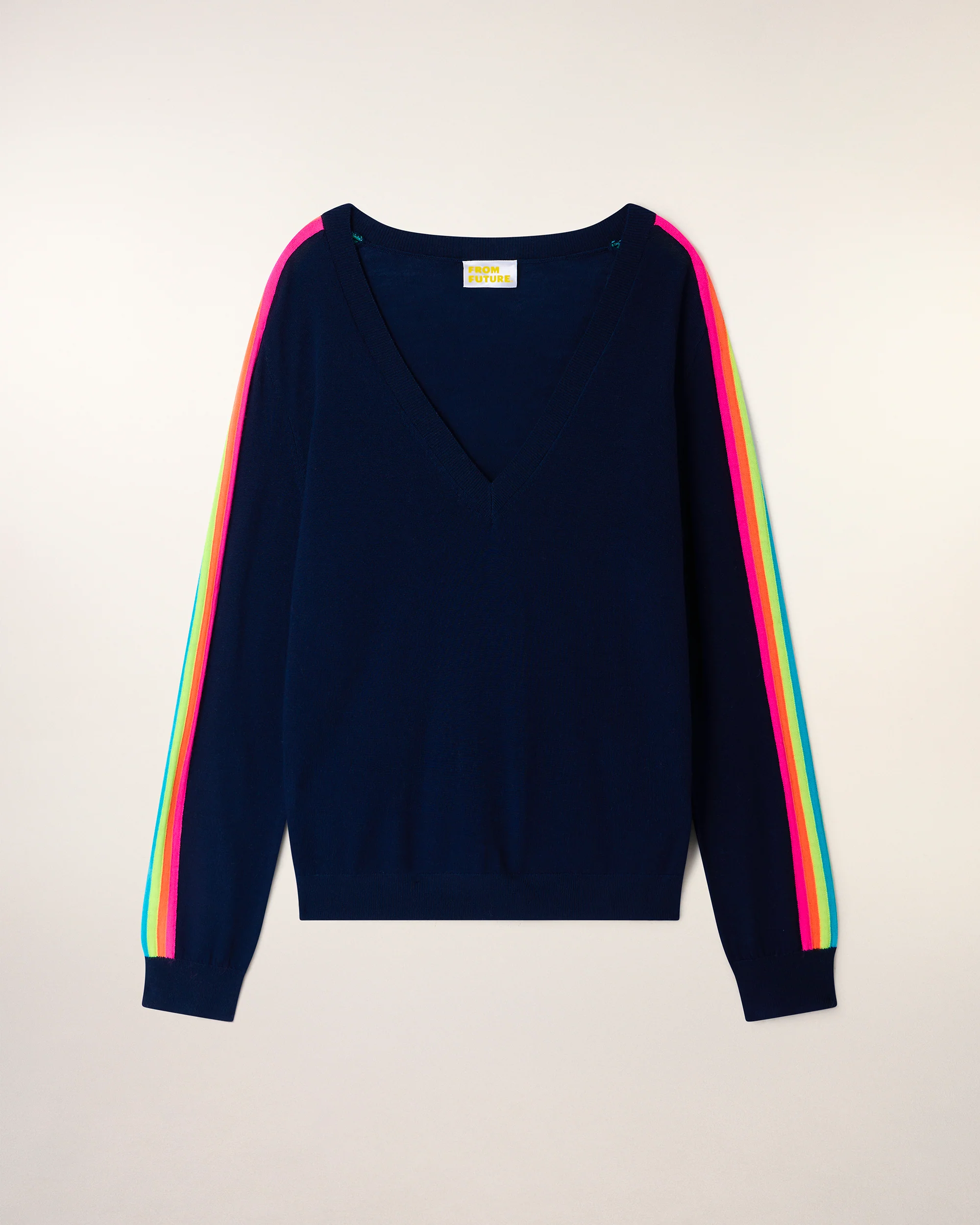 V-Neck Striped Sweater (S26 / FEMME / Navy / RWS) - Image 6