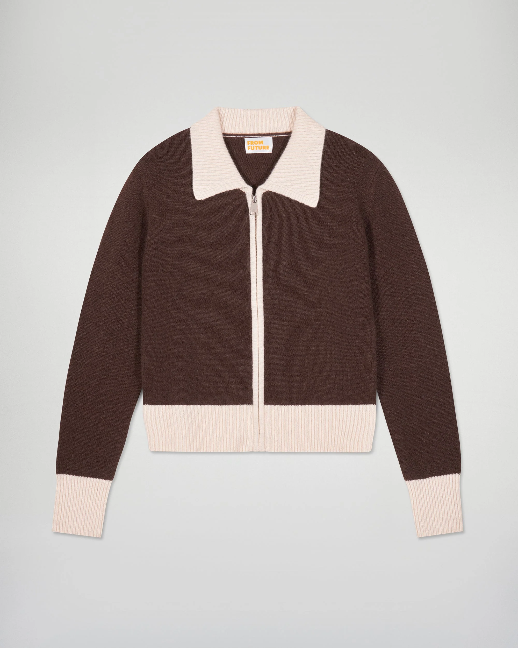 Contrast Rib Cardigan (H25 / FEMME / Chocolate) - Image 5
