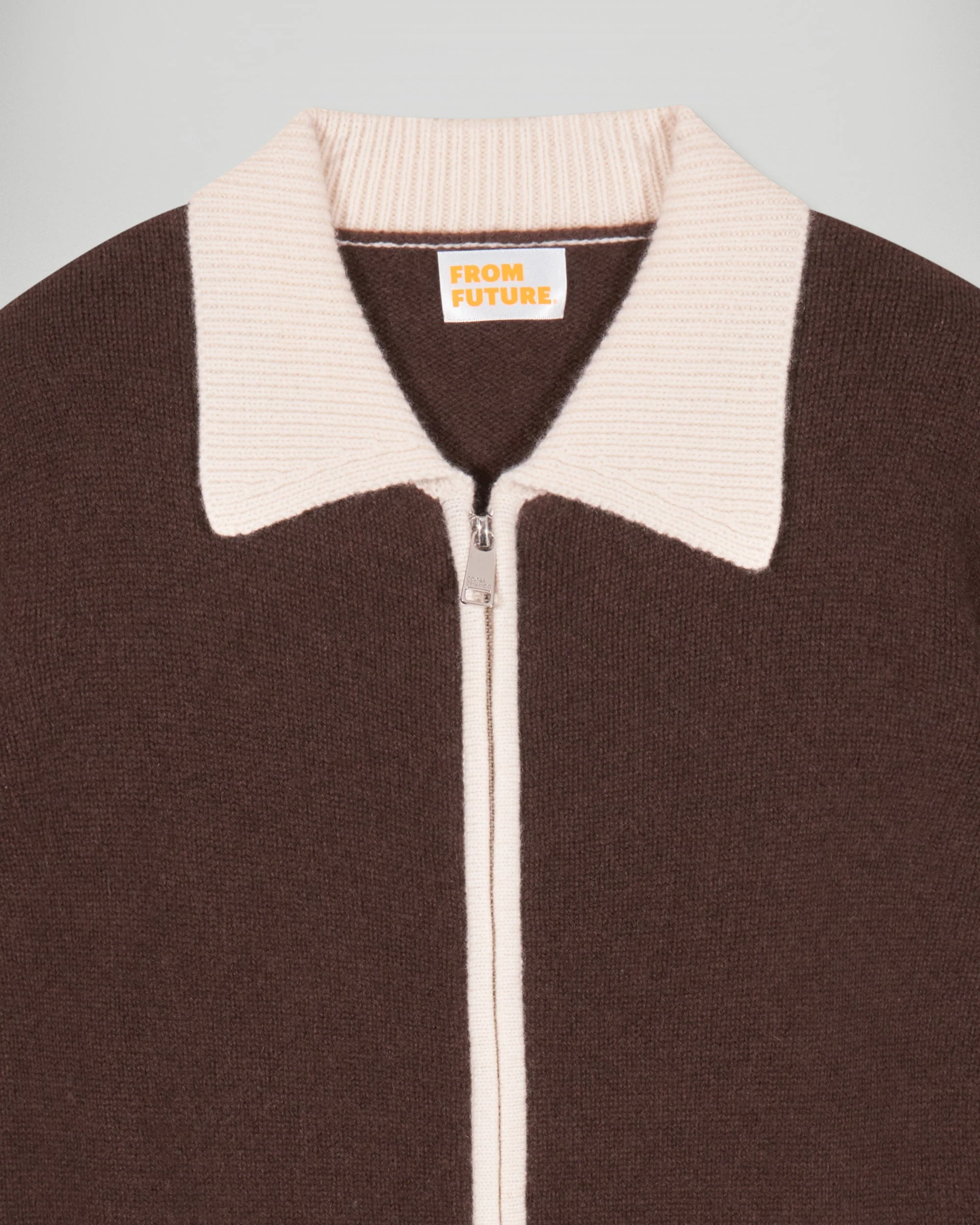 Contrast Rib Cardigan (H25 / FEMME / Chocolate) - Image 6