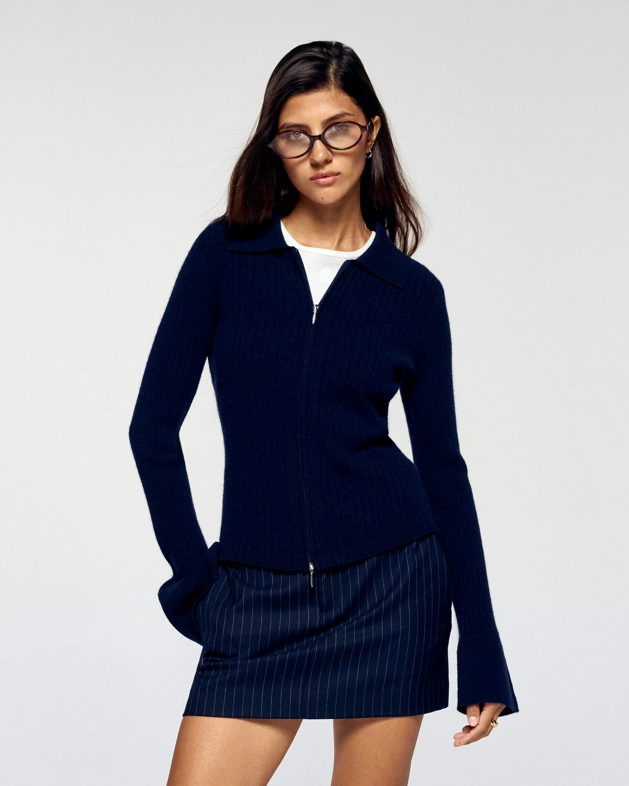 Knit Vest (H25 / WOMEN / Navy)