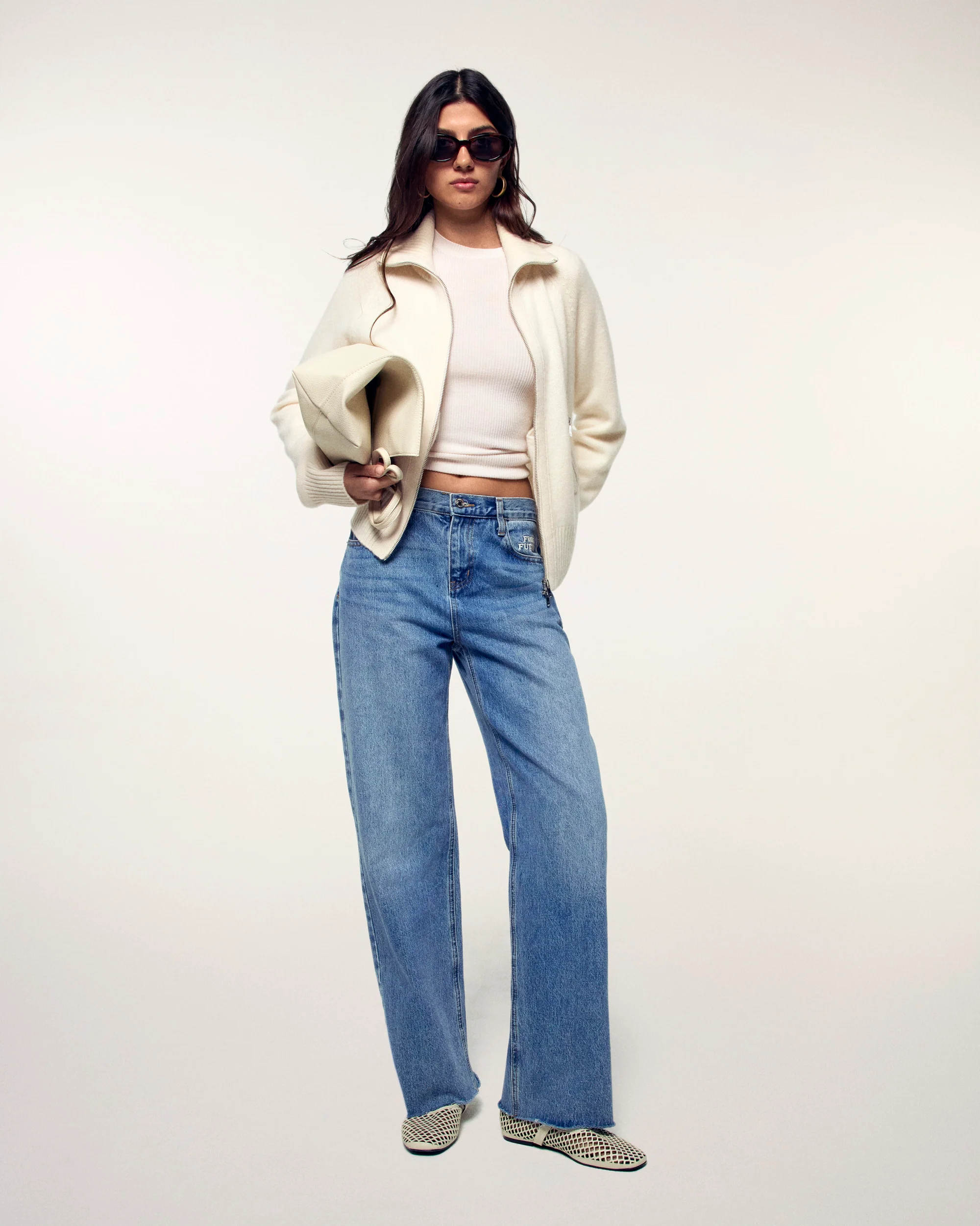 Two-way Zip-up Cardigan (S26/ FEMME/ Ecru) - Image 4