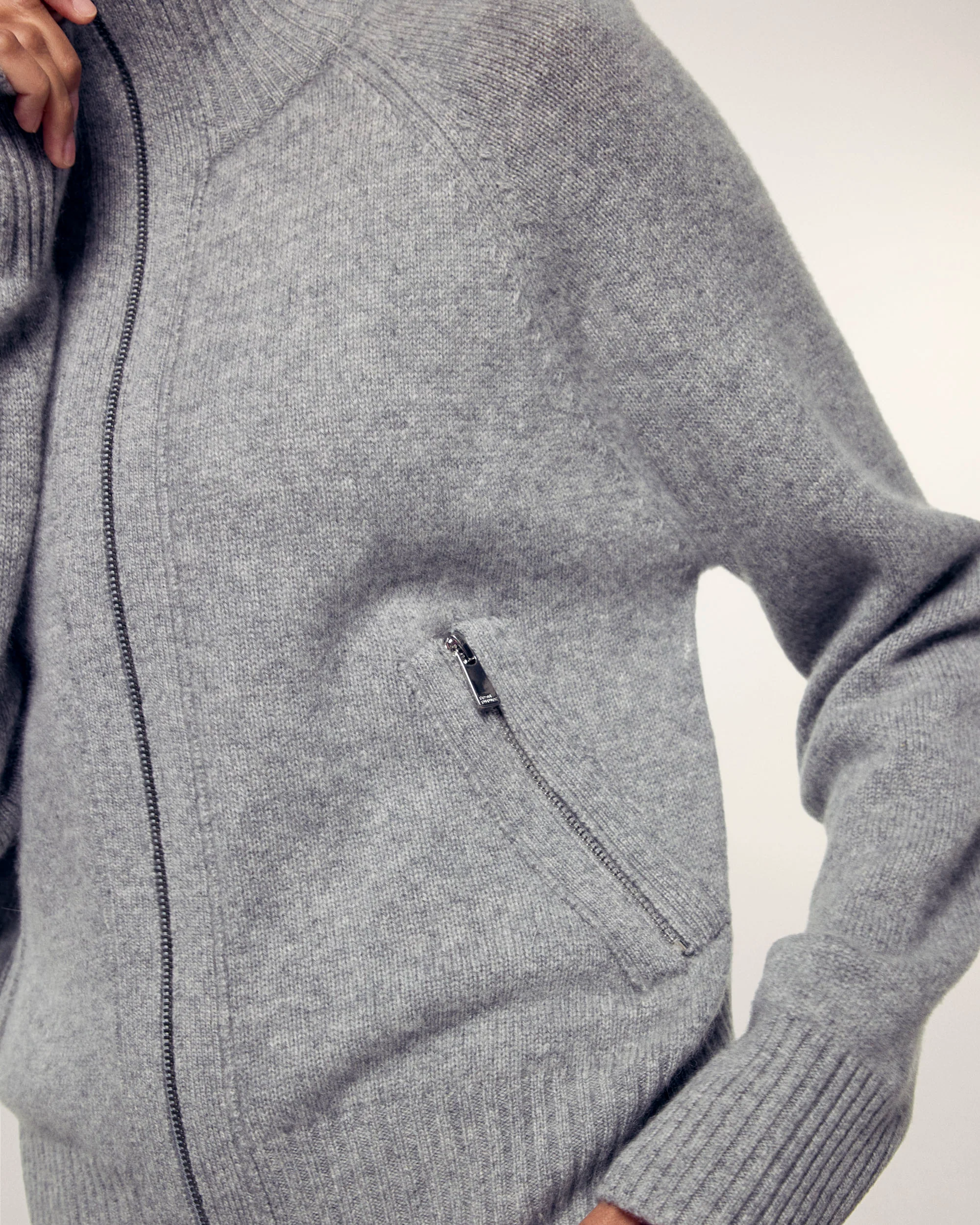 Two-way Zip-up Cardigan (S26/ FEMME/ Gris Chiné Foncé) - Image 4