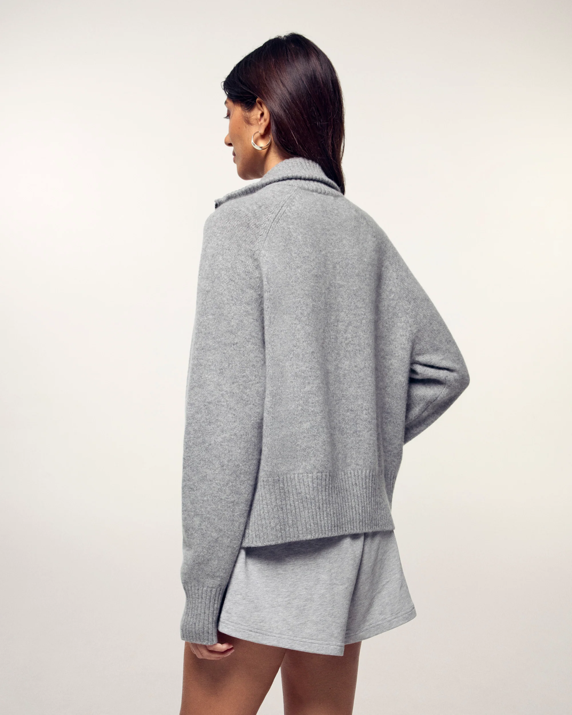 Two-way Zip-up Cardigan (S26/ FEMME/ Gris Chiné Foncé) - Image 5