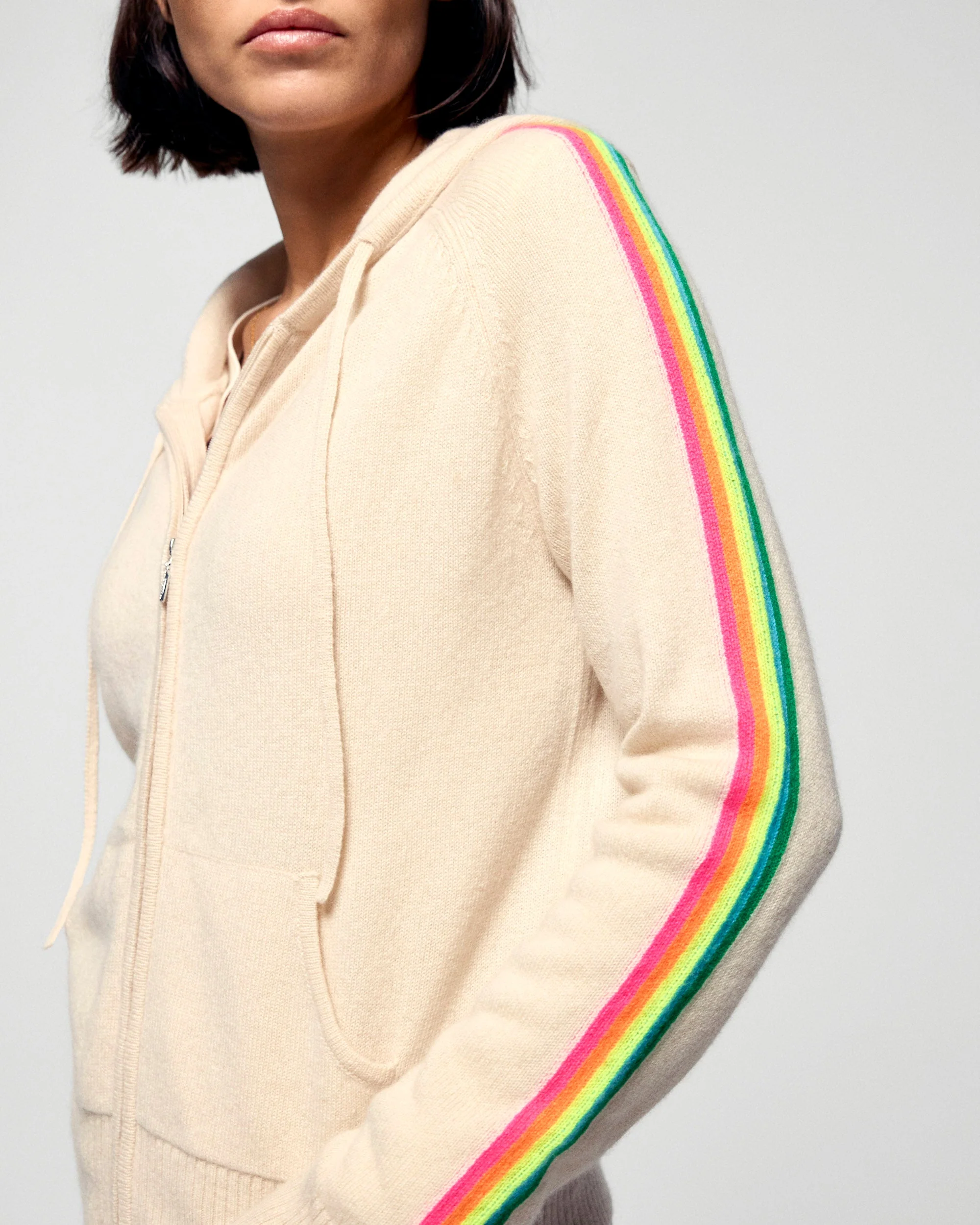 Multicolor Striped Hoodie (H25 / FEMME / Sand) - Image 2
