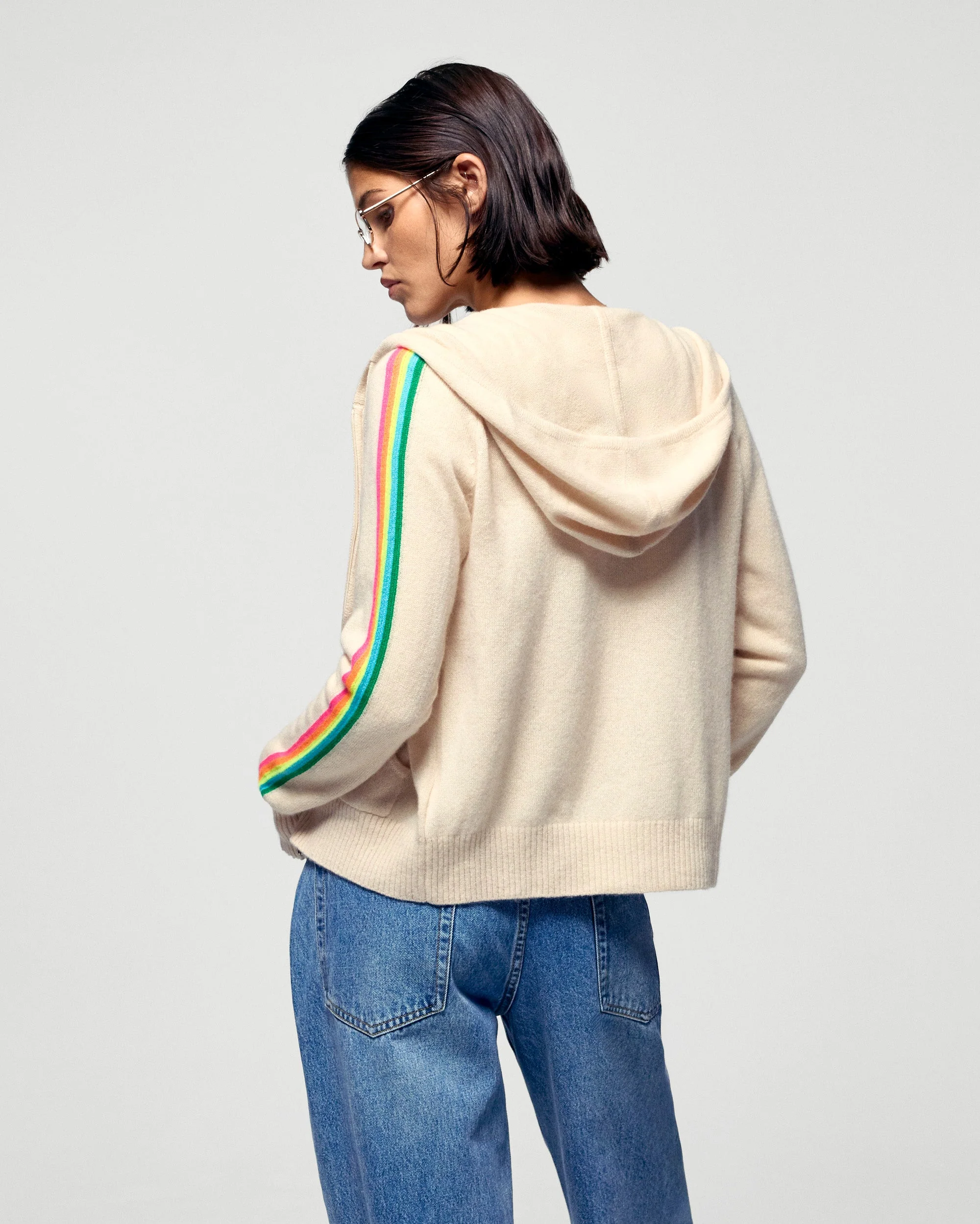 Multicolor Striped Hoodie (H25 / FEMME / Sand) - Image 3