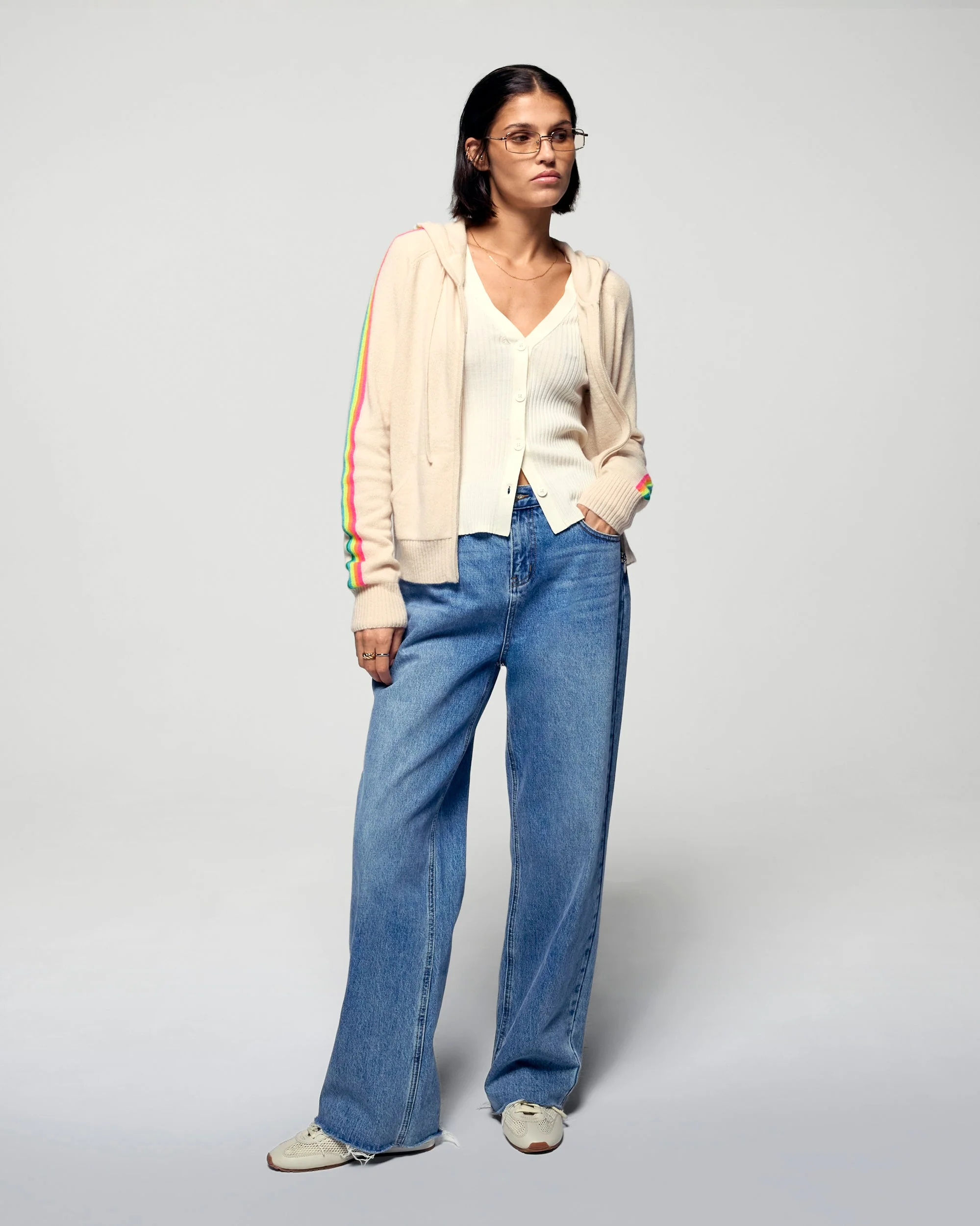 Multicolor Striped Hoodie (H25 / FEMME / Sand) - Image 4