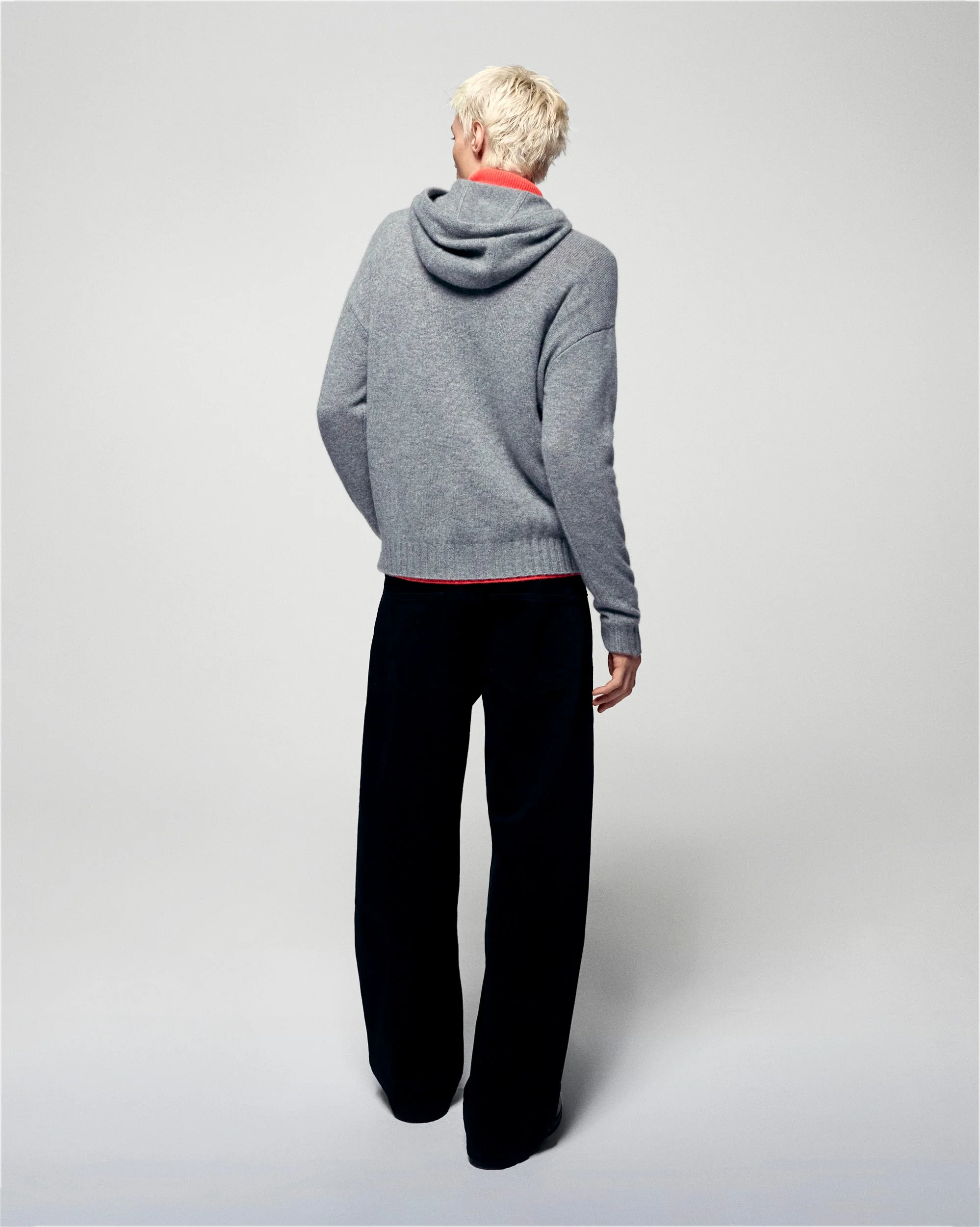 Contrasting Drawstring Hoodie (H25 / HOMME / Gris Chiné Foncé) - Image 6