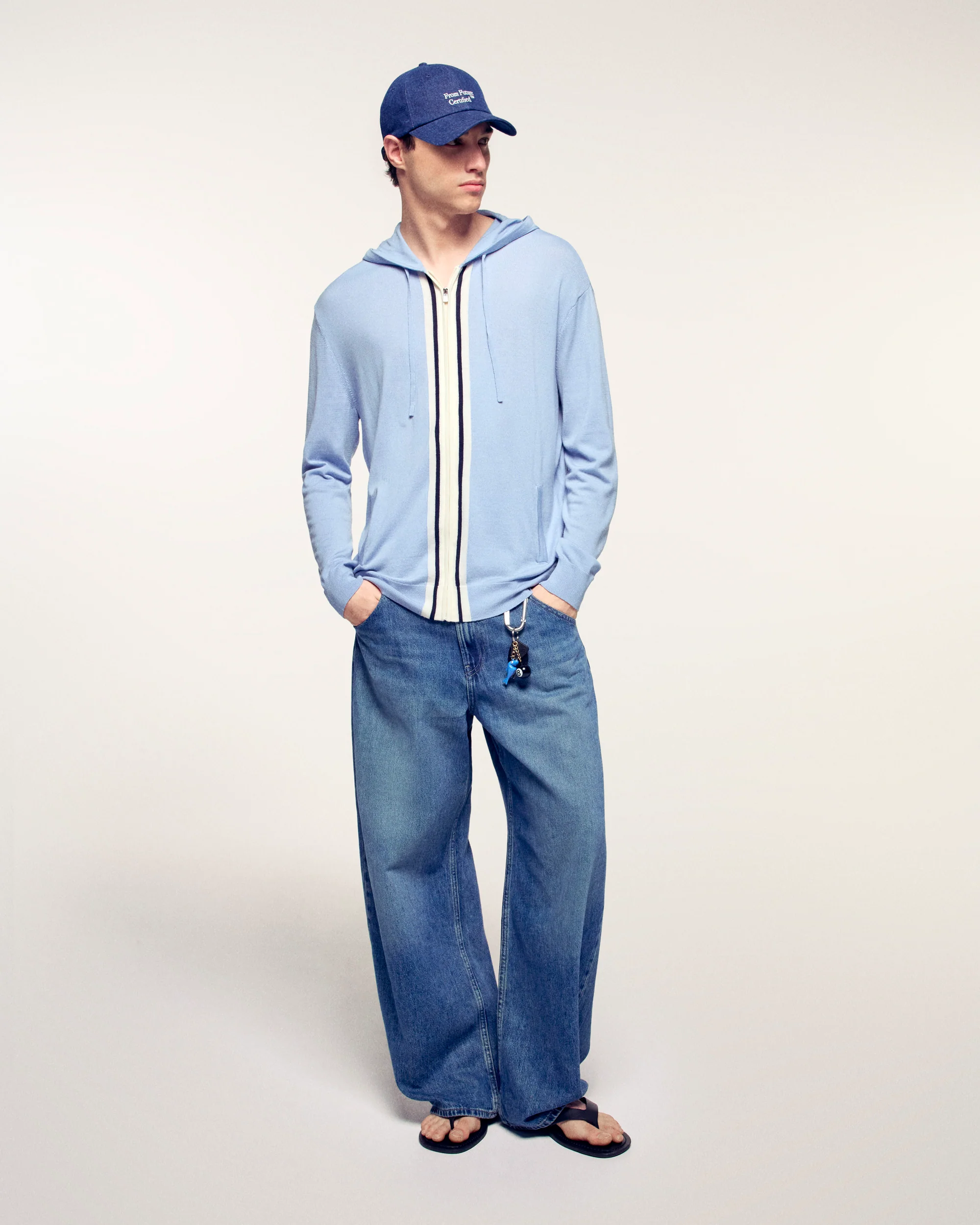 Contrasting Striped Hoodie (S26 / HOMME/ Infinity Blue / RWS) - Image 3