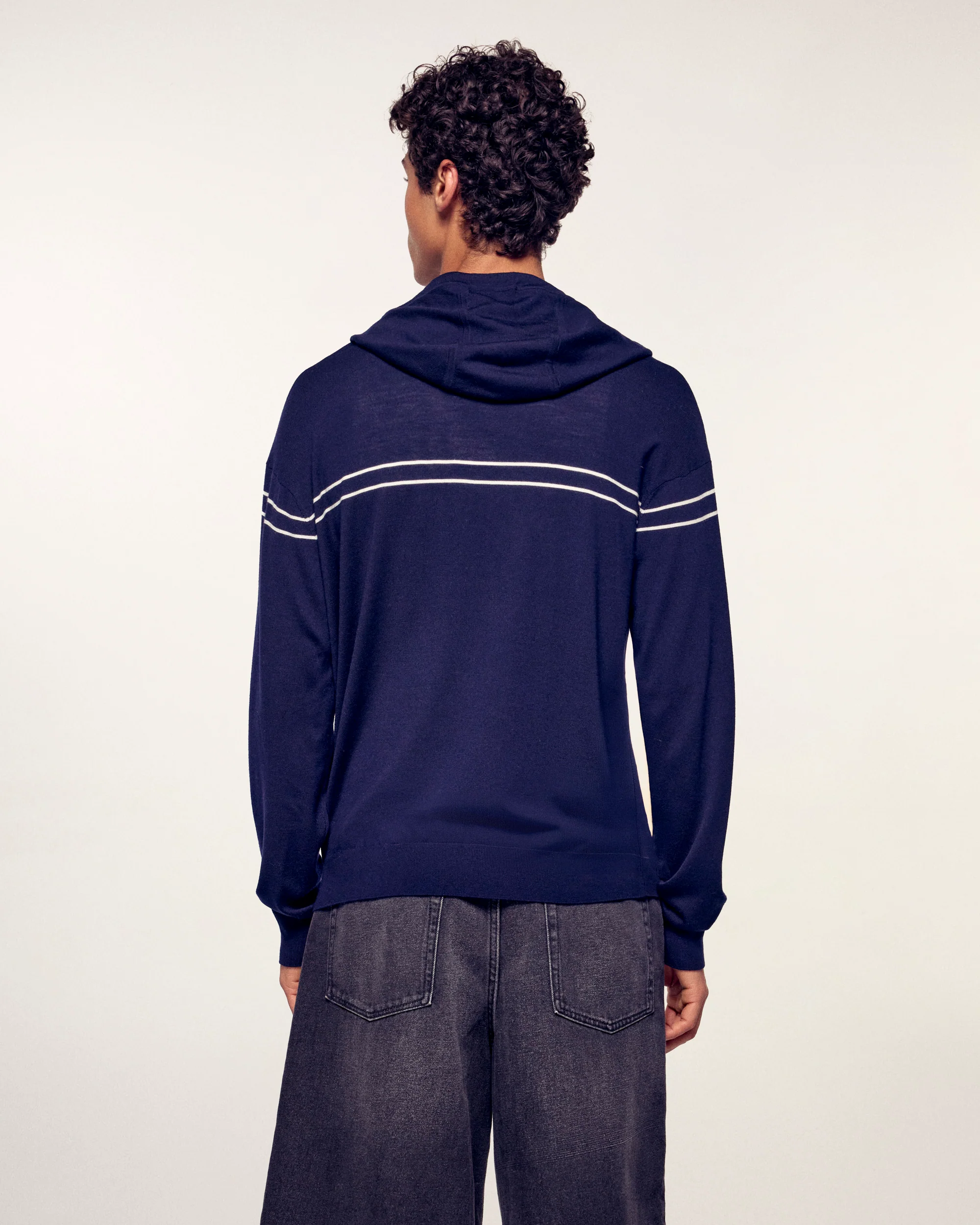 Embroidered Hoodie Sweater (S26 / HOMME/ Navy / RWS) - Image 3
