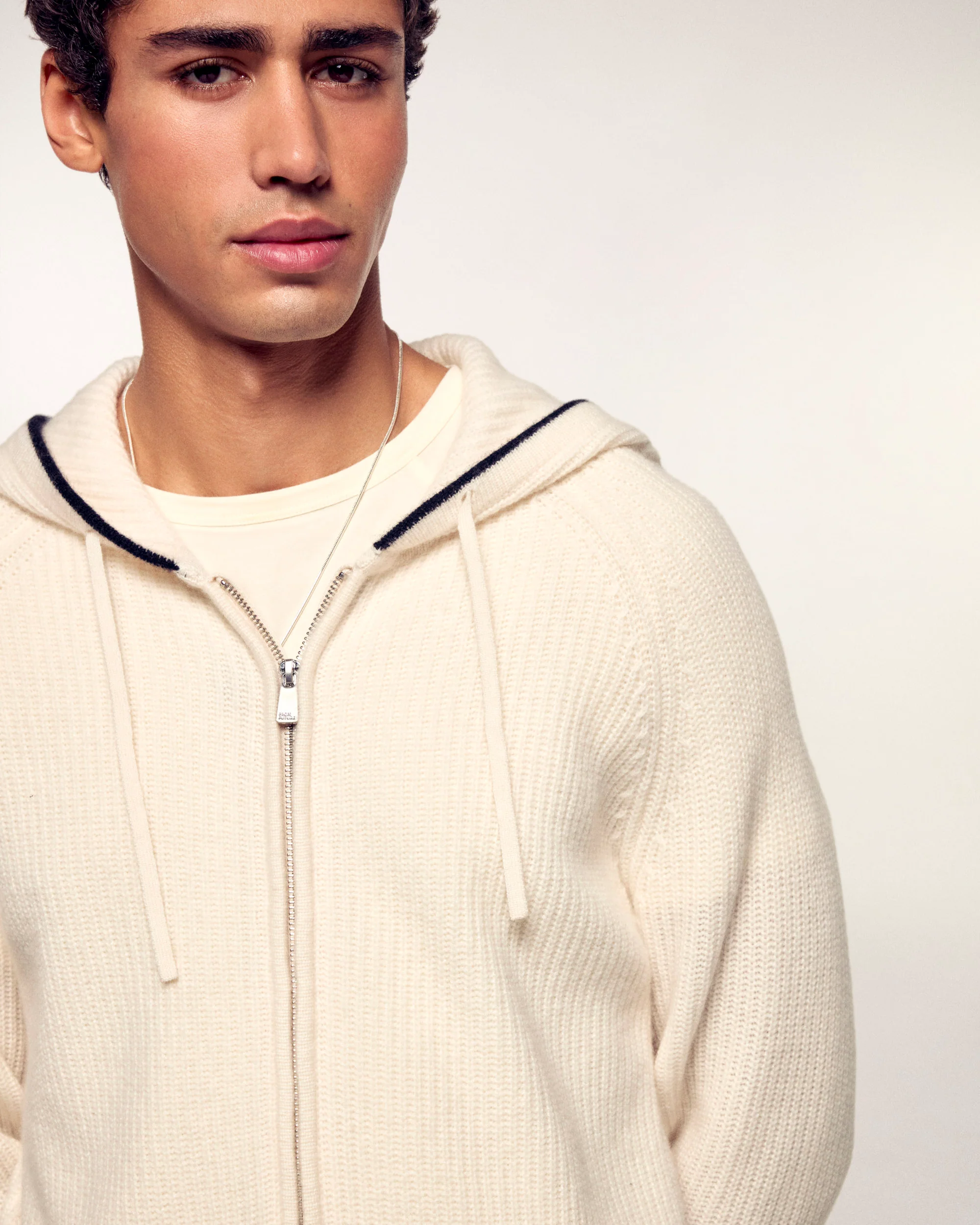 Contrasting Ribbed Hoodie "FF" Embroidery (S26/ HOMME/ Sable) - Image 2