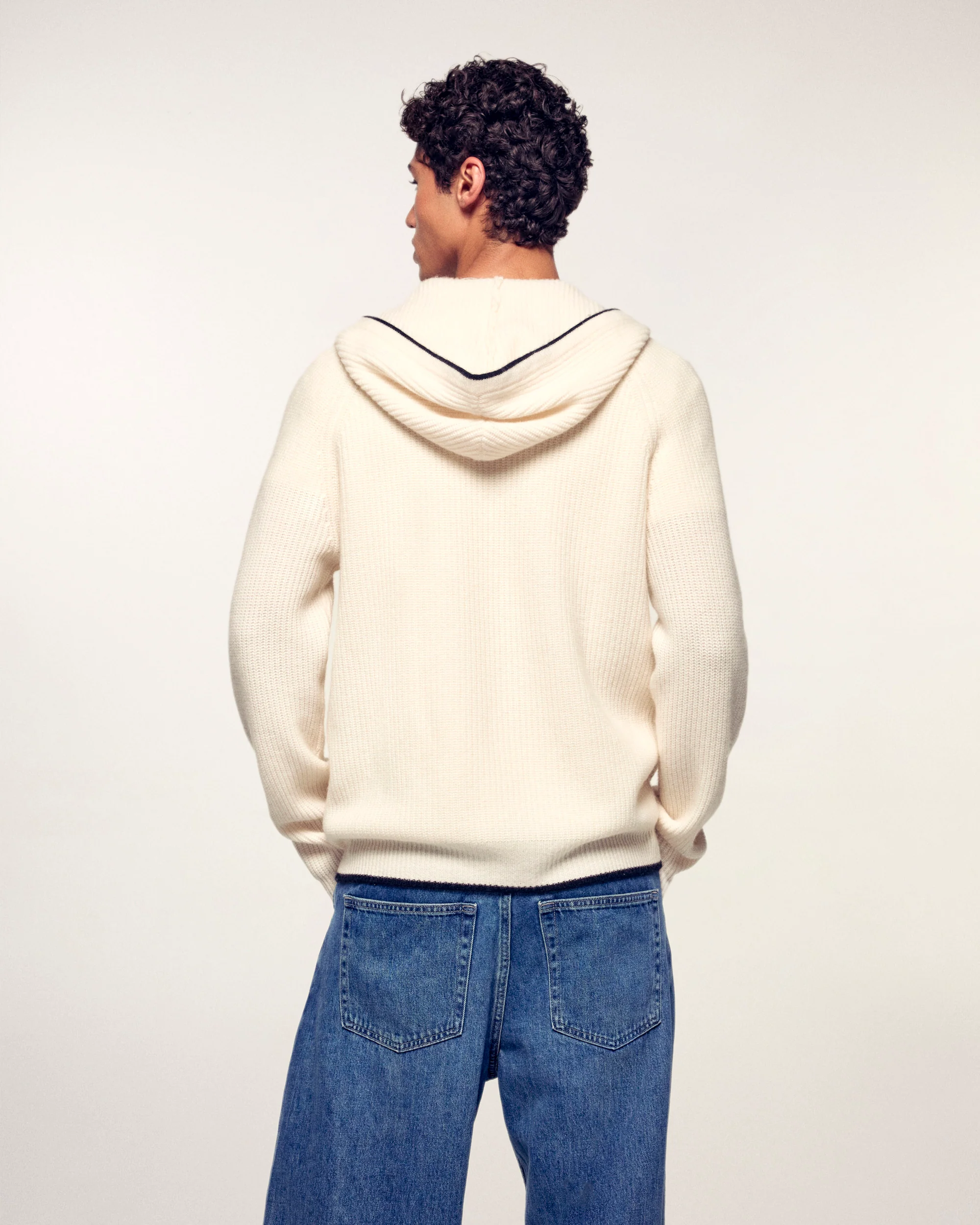 Contrasting Ribbed Hoodie "FF" Embroidery (S26/ HOMME/ Sable) - Image 4