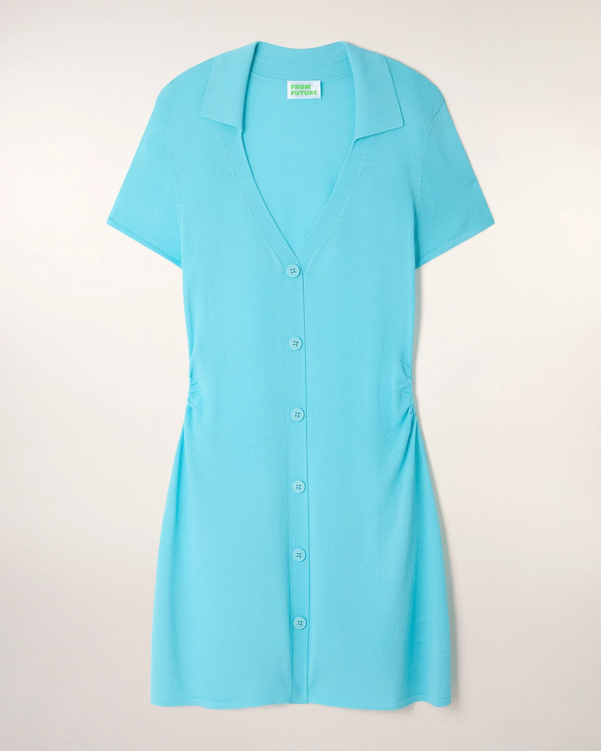 Short Polo Dress with Gathering (S26 / FEMME / Brazil Blue) - Image 8