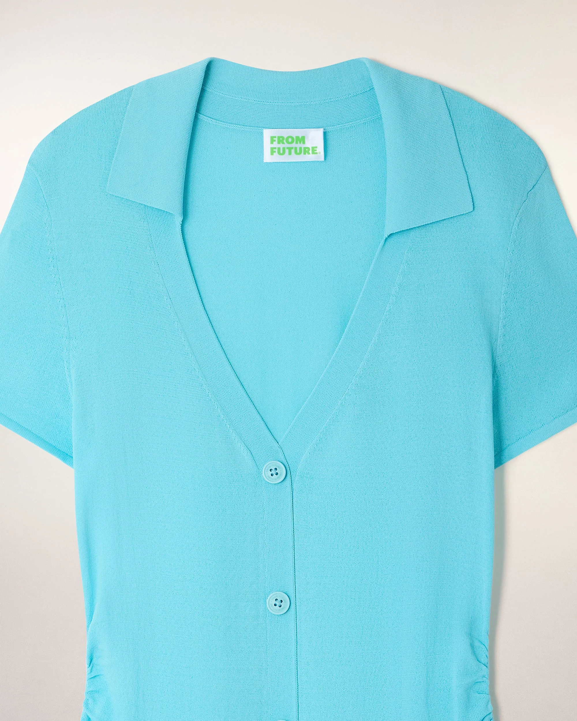 Short Polo Dress with Gathering (S26 / FEMME / Brazil Blue) - Image 9
