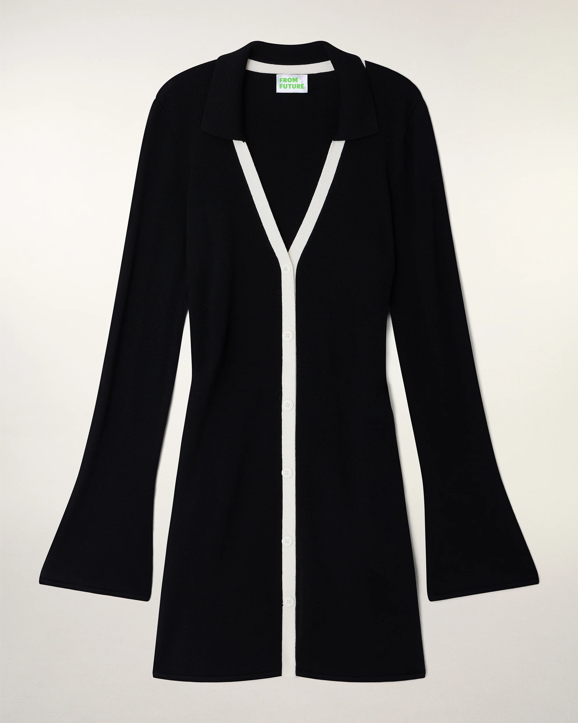 Short Sleeve Dress with Contrasting Placket (S26 / FEMME / Noir / RWS) - Image 5