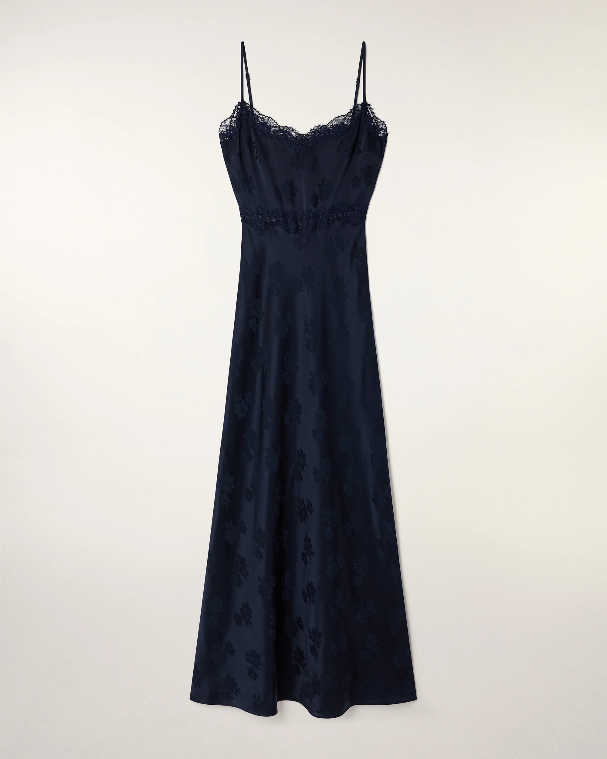 Long Lace Strappy Dress (S26 / FEMME / Navy jacquard) - Image 5