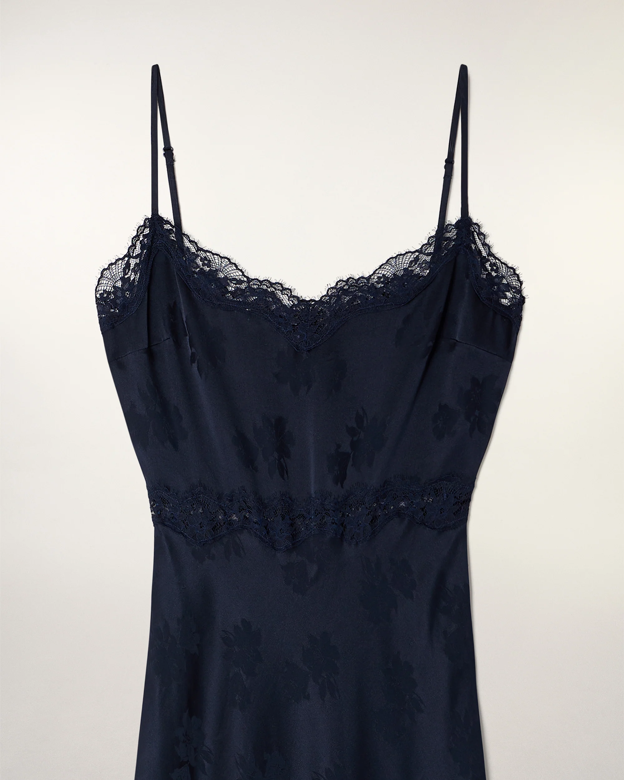 Long Lace Strappy Dress (S26 / FEMME / Navy jacquard) - Image 6