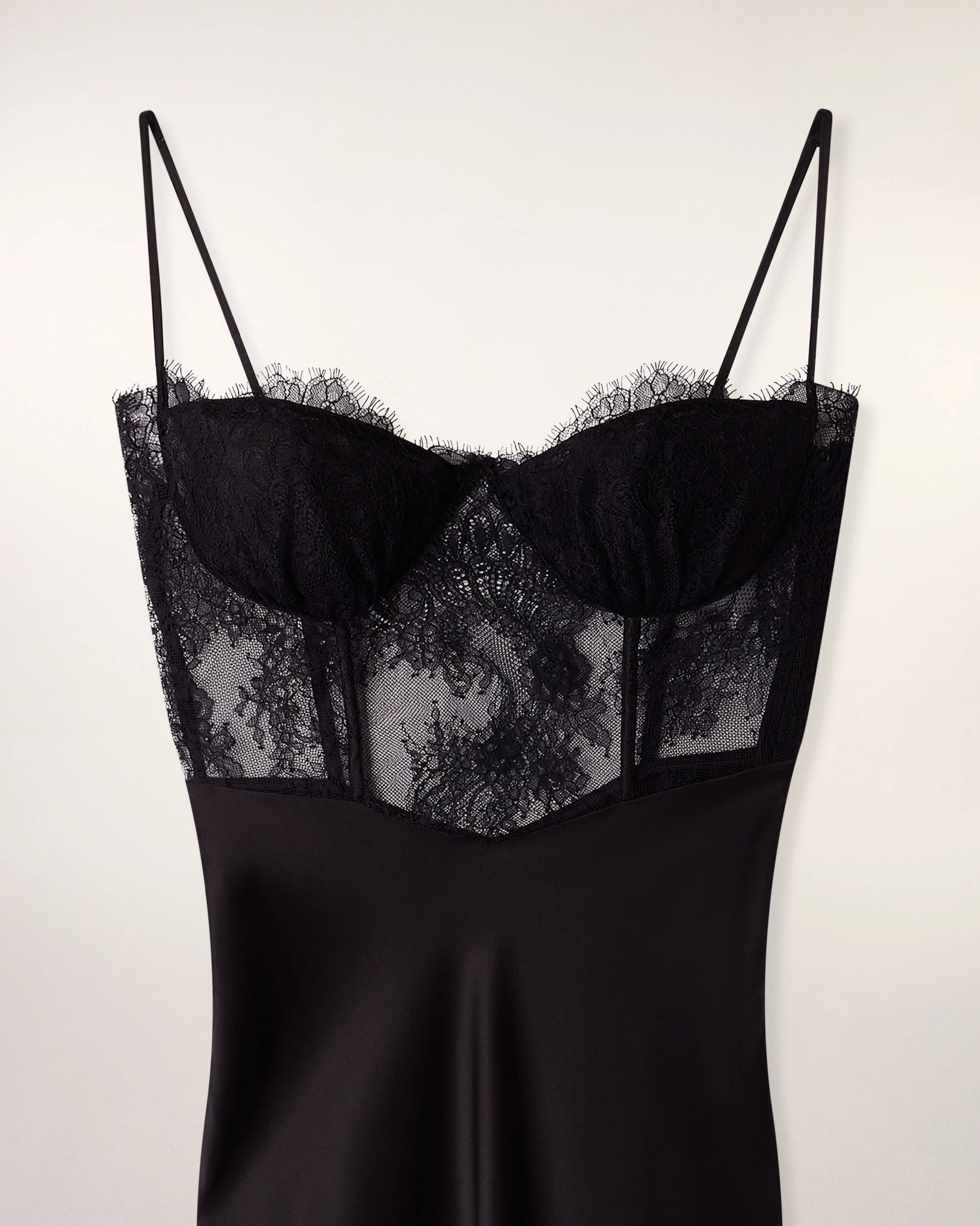 Long Strappy Dress with Lace Top (S26/ FEMME/ Noir) - Image 7