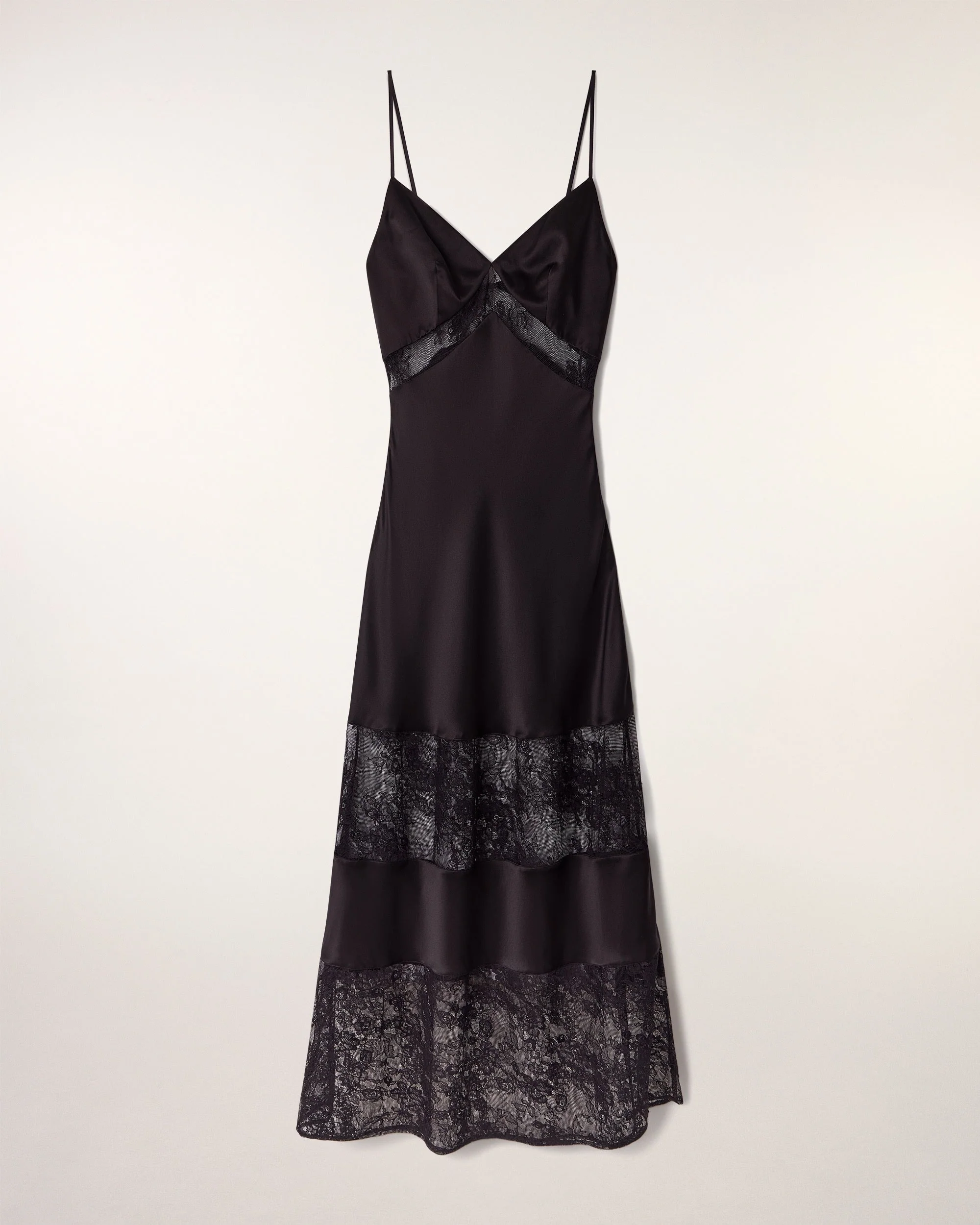 Long Strappy Dress with Lace Cut-outs (S26/ FEMME/ Noir) - Image 7