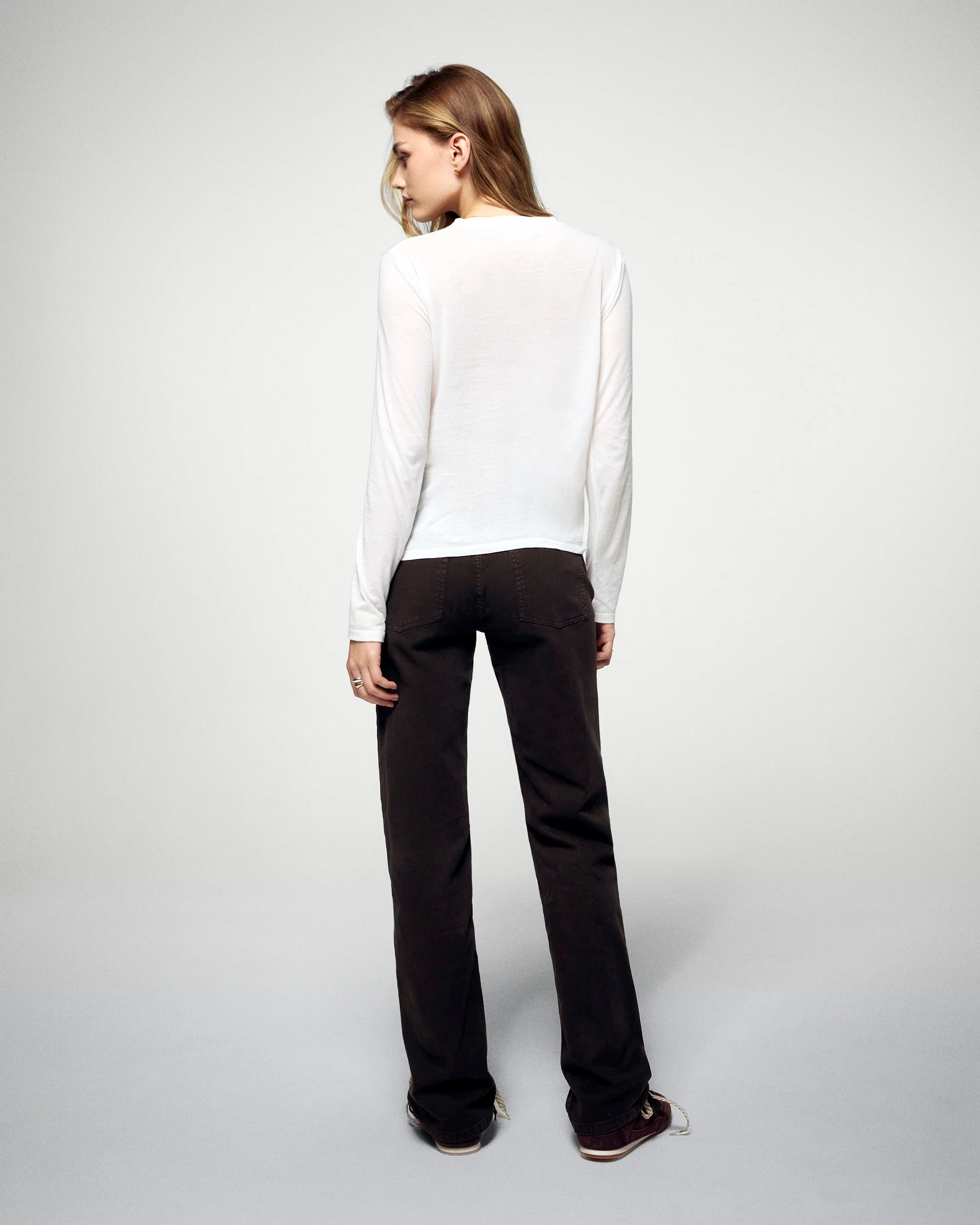 Long Sleeve Crew Neck T-shirt (H25 / FEMME / White) - Image 3